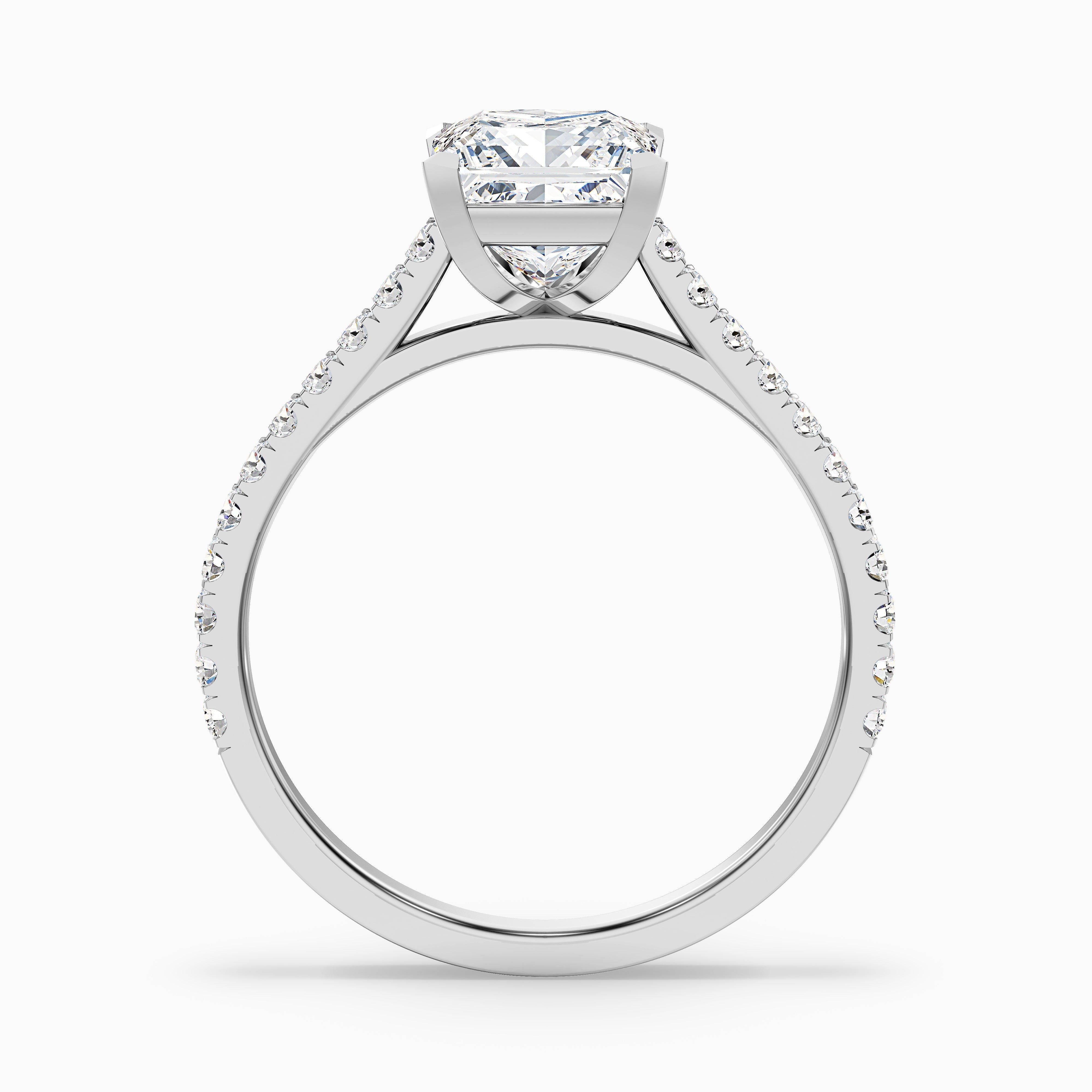 Iva 4 Carat Princess Cut Side Stone Pave Lab Grown Diamond Ring in Platinum