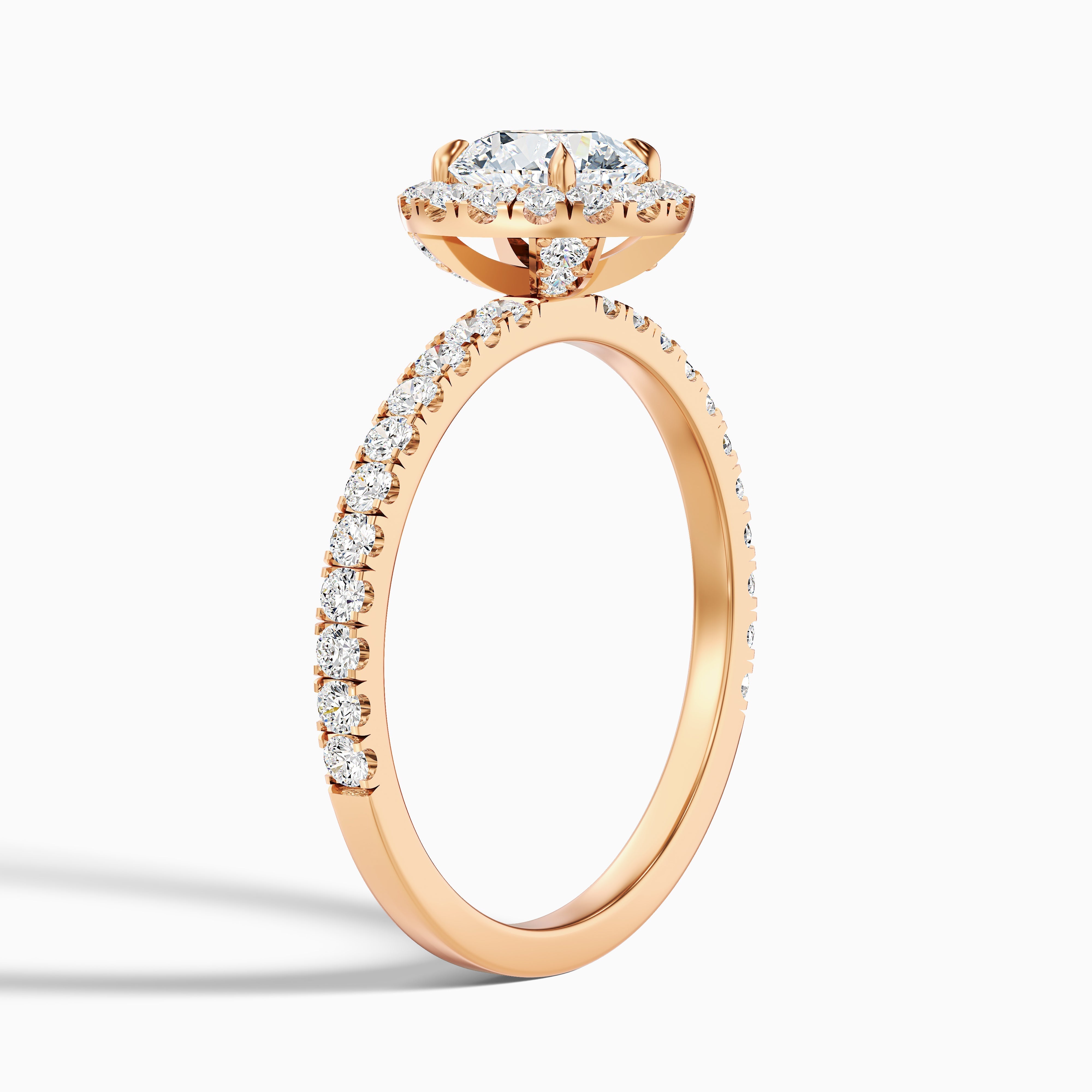 Jade 4.5 Carat Round Cut Halo Lab Grown Diamond Ring in 18k Rose Gold