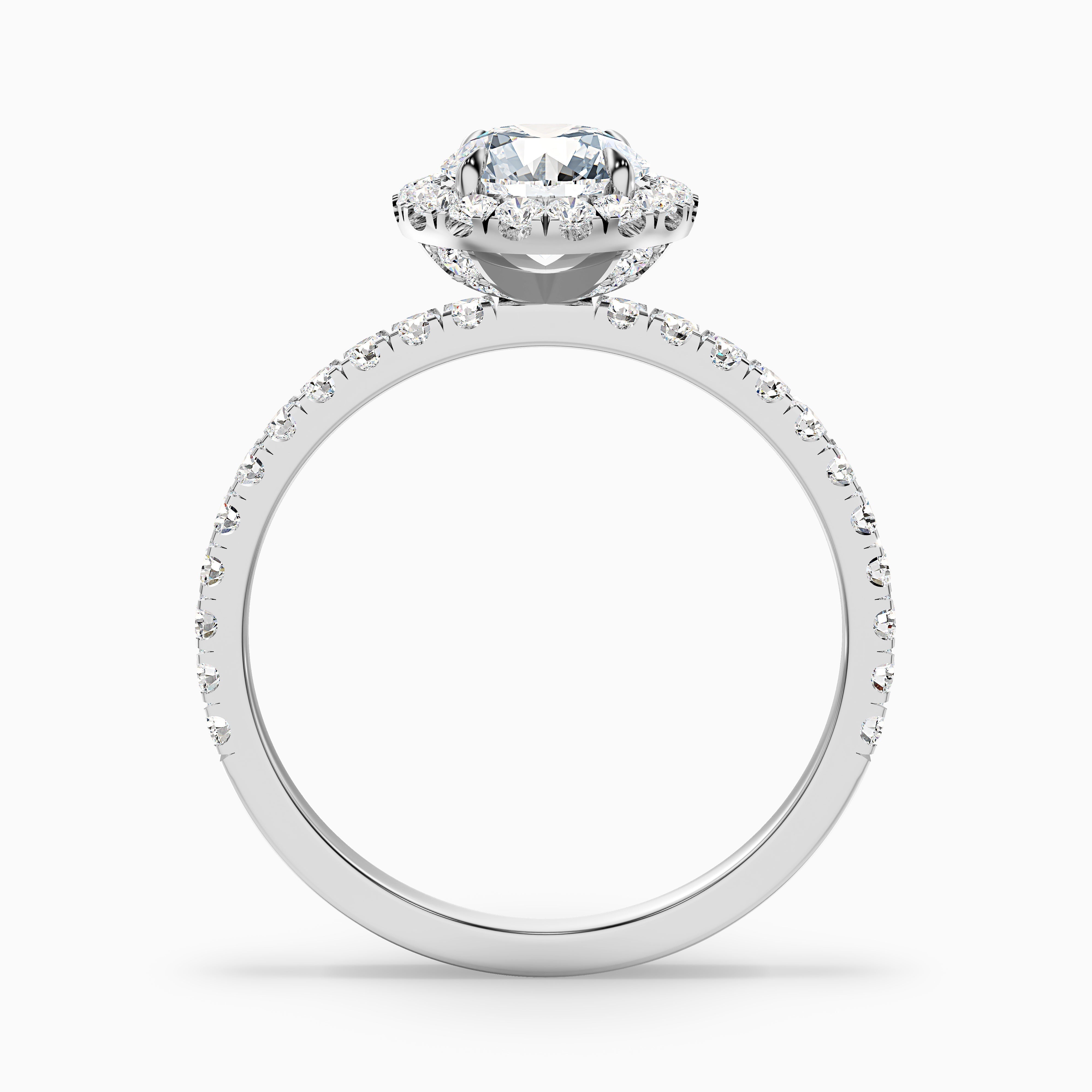 Jade 2 Carat Round Cut Halo Lab Grown Diamond Ring in 10k White Gold