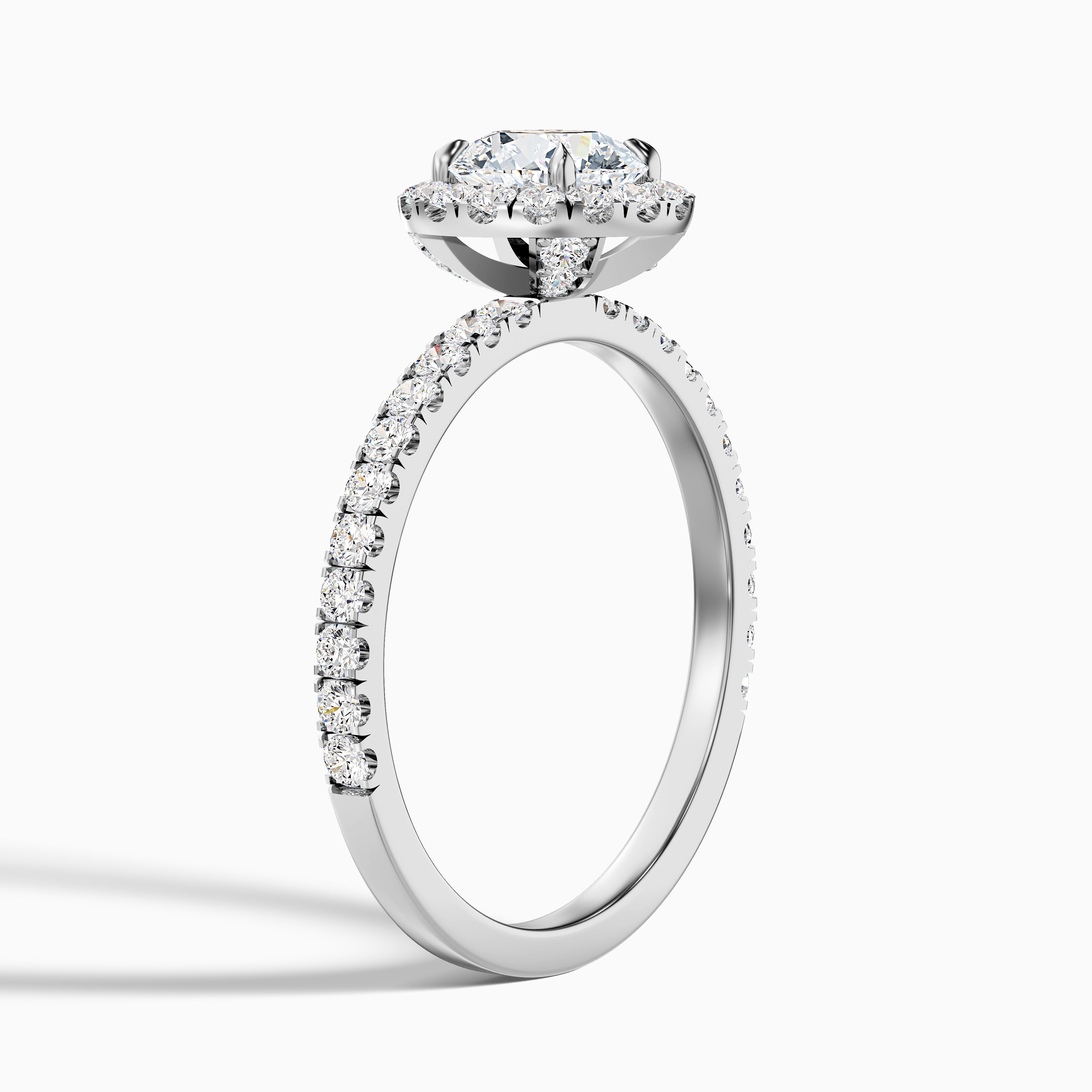 Jade 4 Carat Round Cut Halo Lab Grown Diamond Ring in Platinum