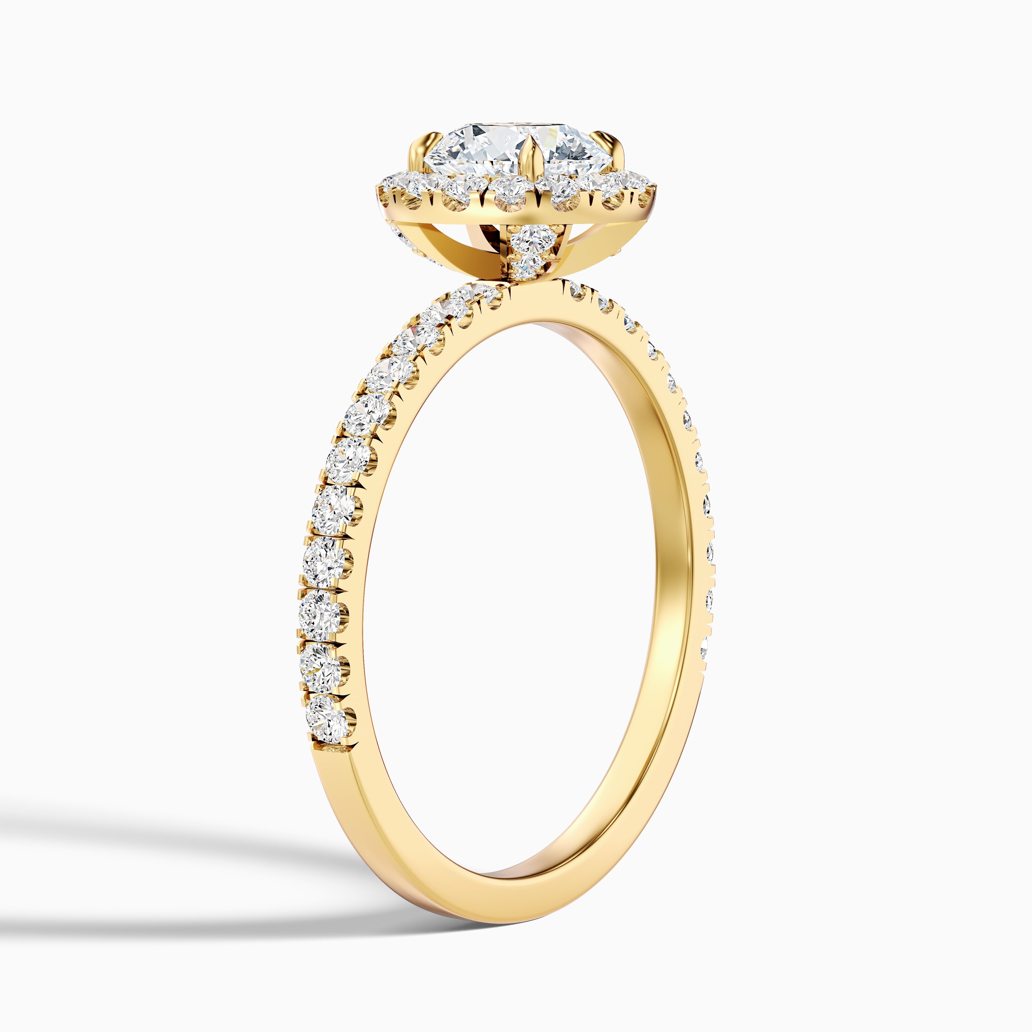 Jade 2 Carat Round Cut Halo Lab Grown Diamond Ring in 18k Yellow Gold