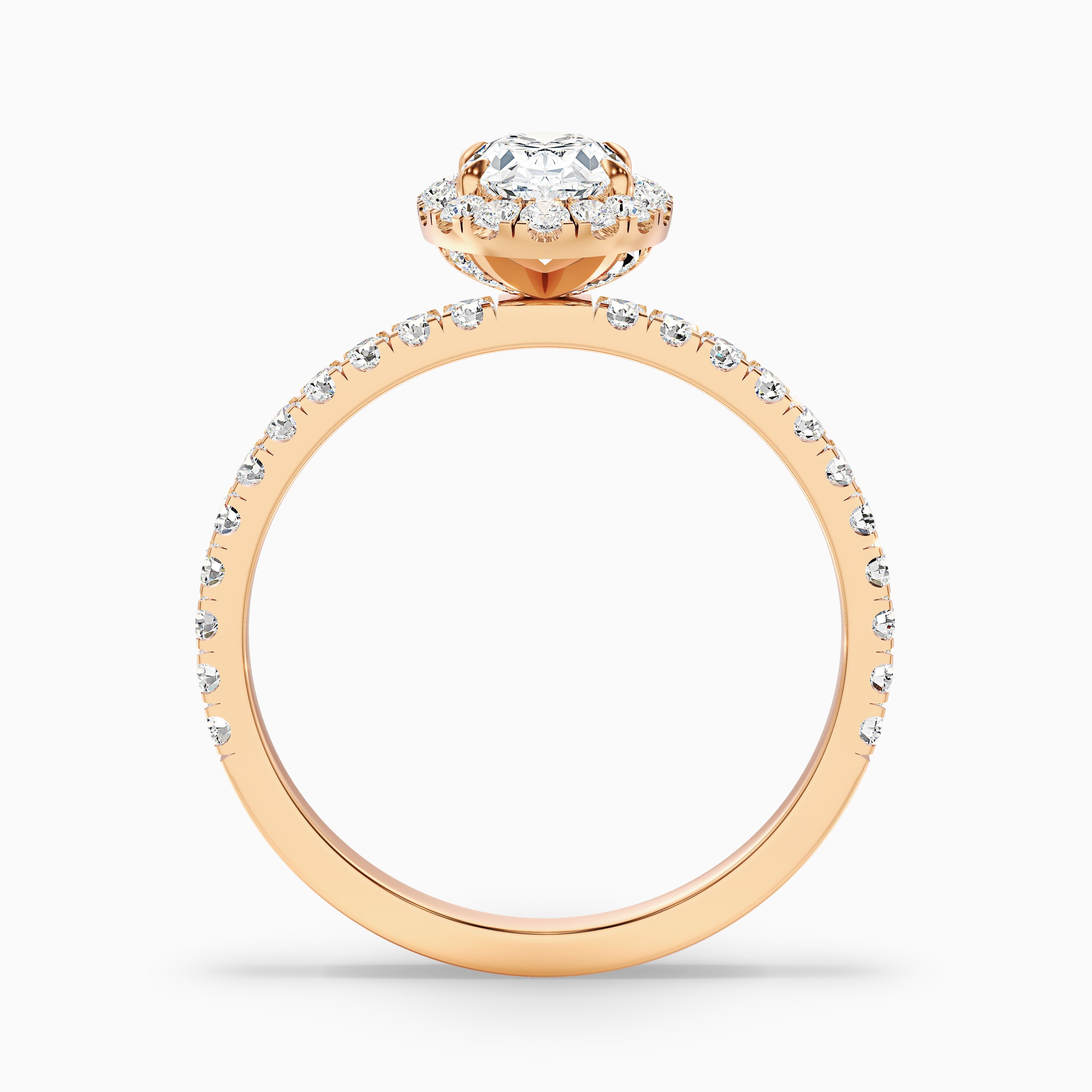 Grace 4.5 Carat Oval Halo Pave Moissanite Engagement Ring in 18k Yellow Gold