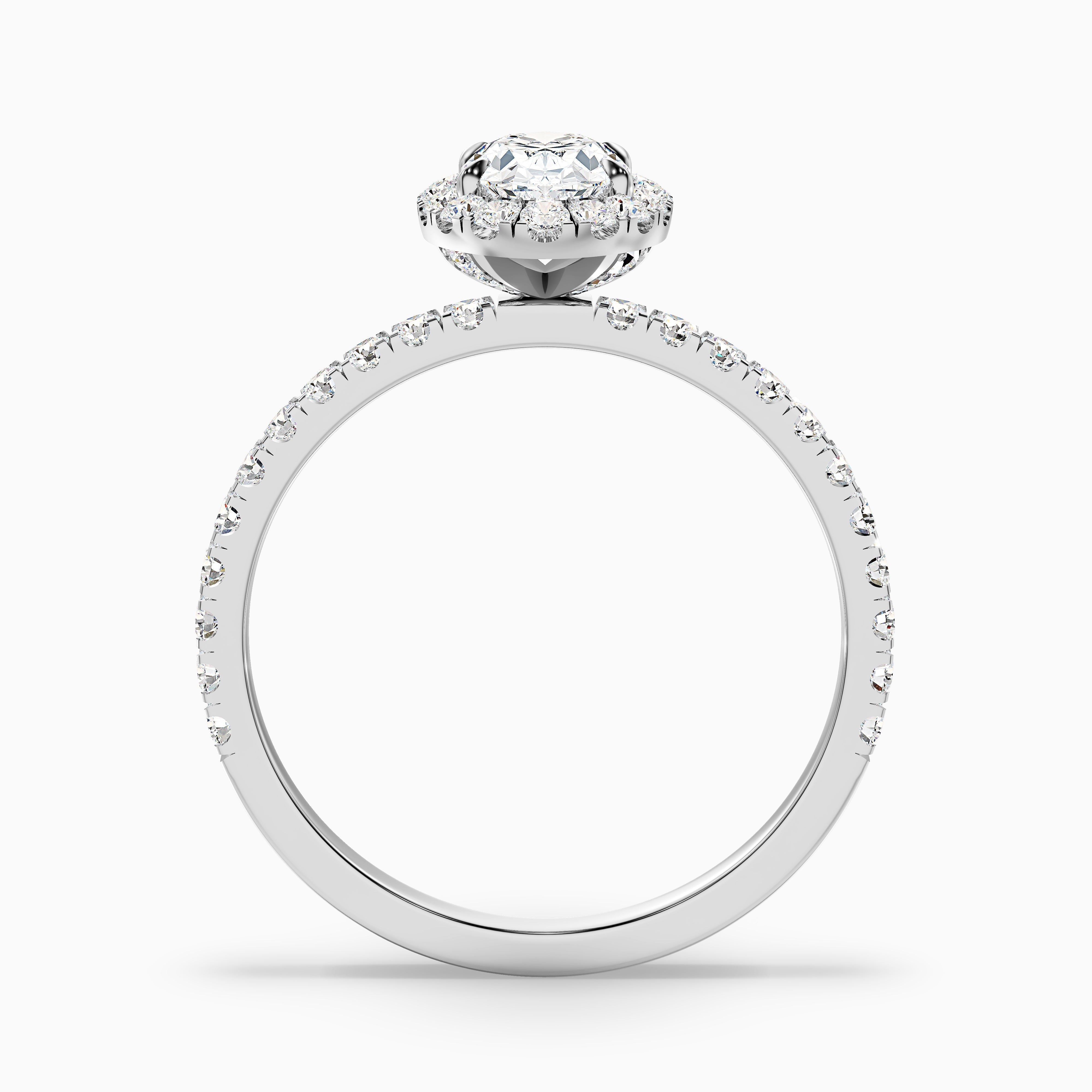 Grace 5 Carat Oval Halo Pave Moissanite Engagement Ring in Platinum
