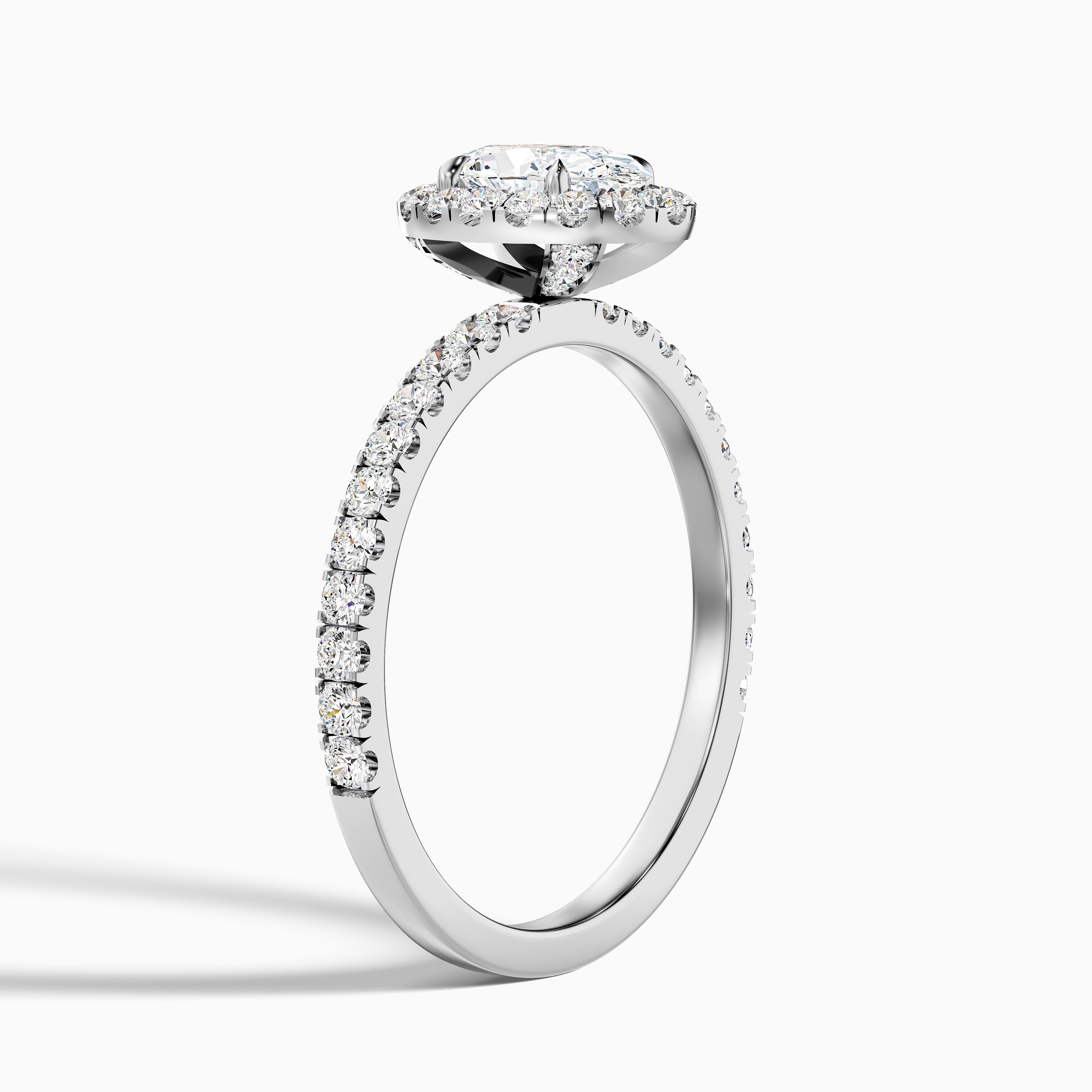 Jany 1.5 Carat Oval Halo Pave Lab Grown Diamond Ring in 14k White Gold