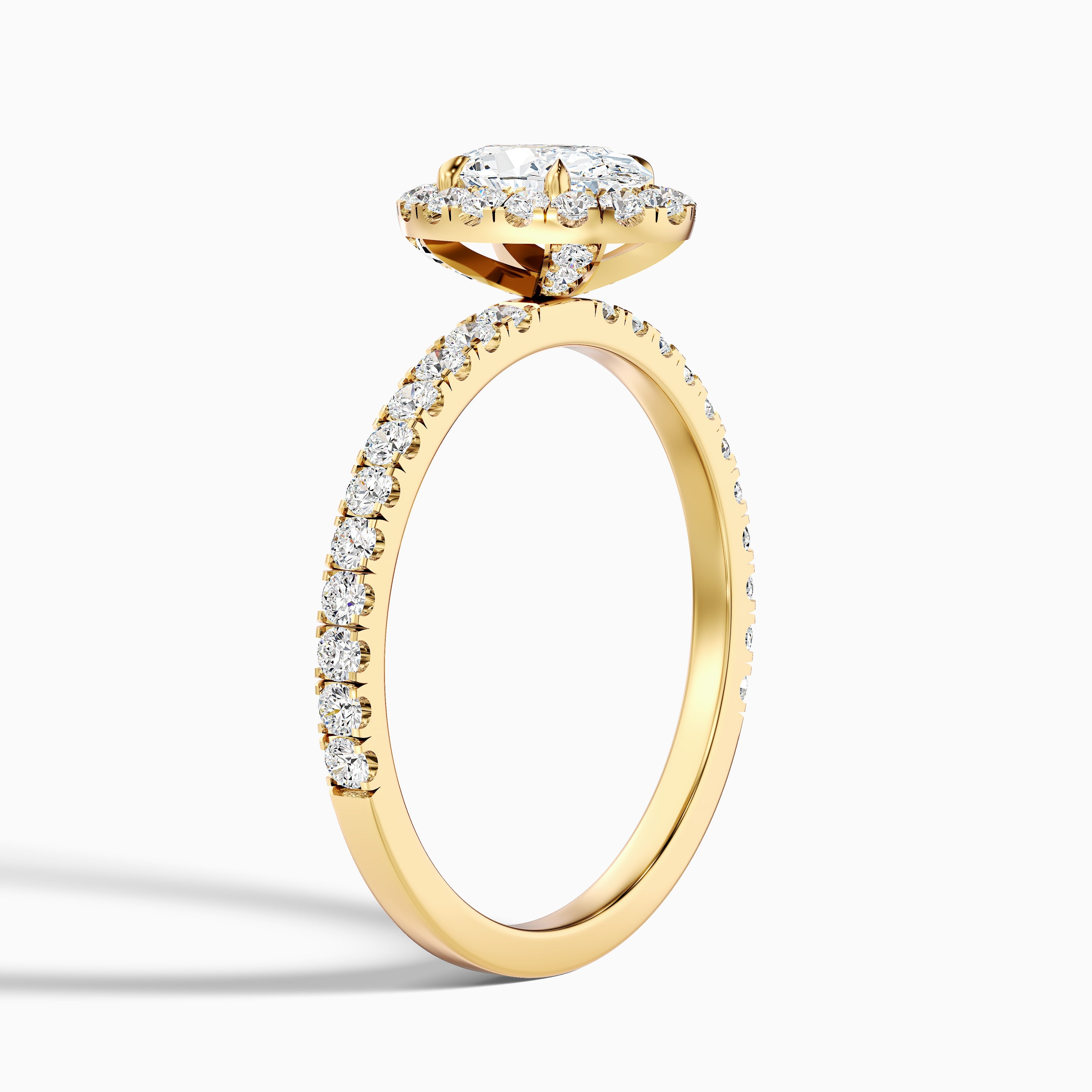 Jany 1.5 Carat Oval Halo Pave Lab Grown Diamond Ring in 18k Yellow Gold