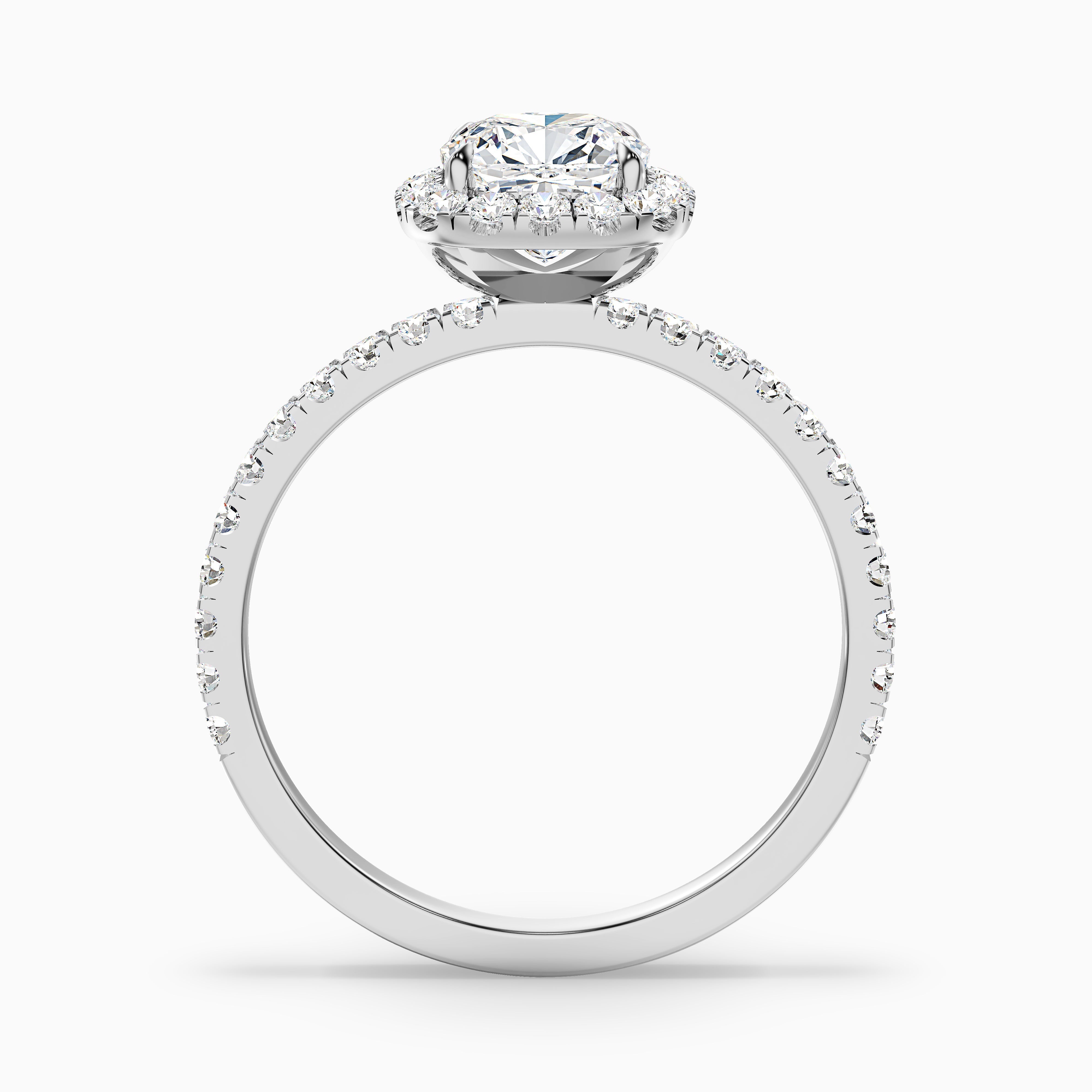Gina 2 Carat Cushion Cut Halo Pave Moissanite Engagement Ring in 10k White Gold