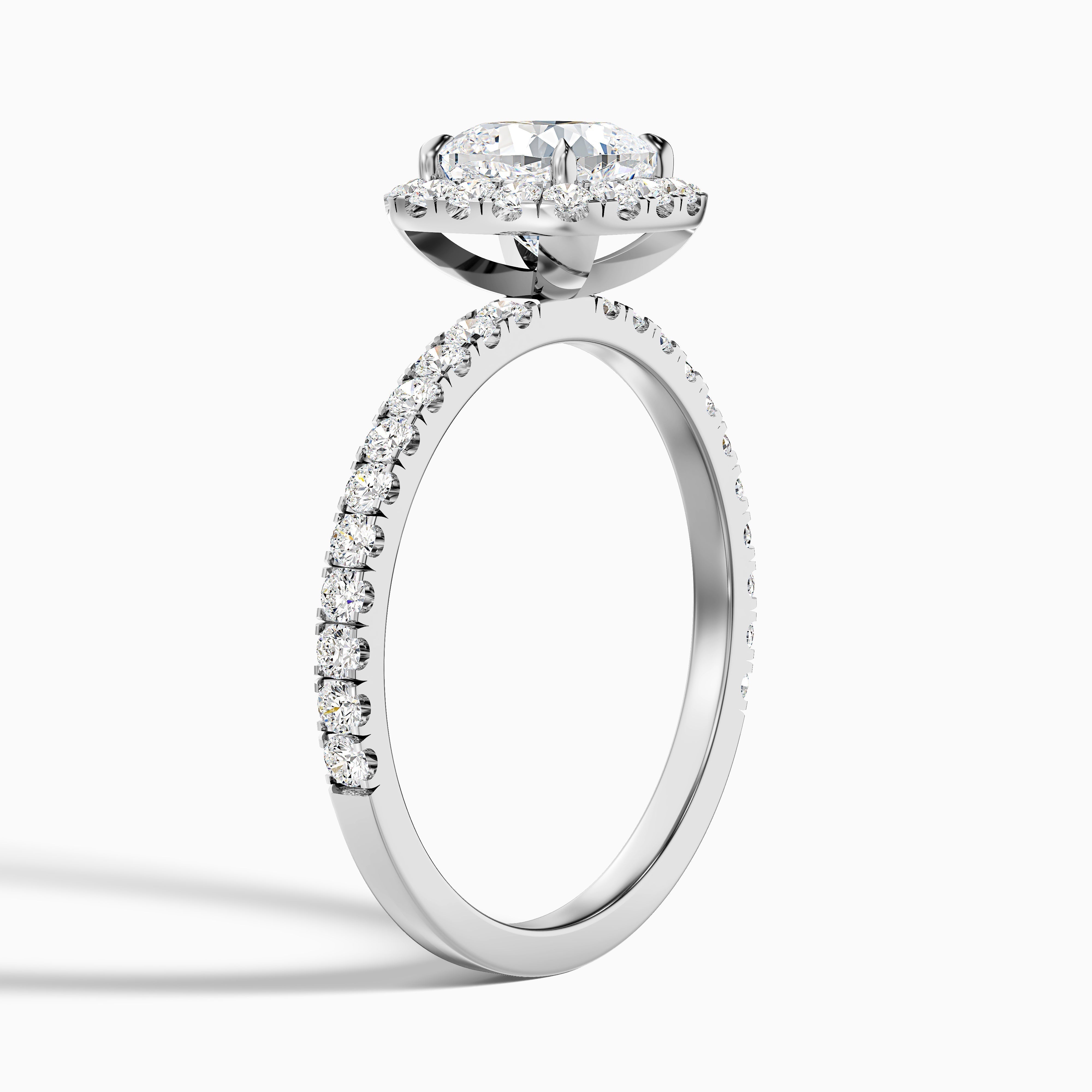 Gina 2 Carat Cushion Cut Halo Pave Moissanite Engagement Ring in 10k White Gold