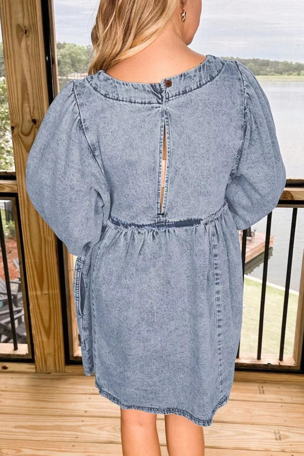 Vintage Wash Denim Dress with Pockets