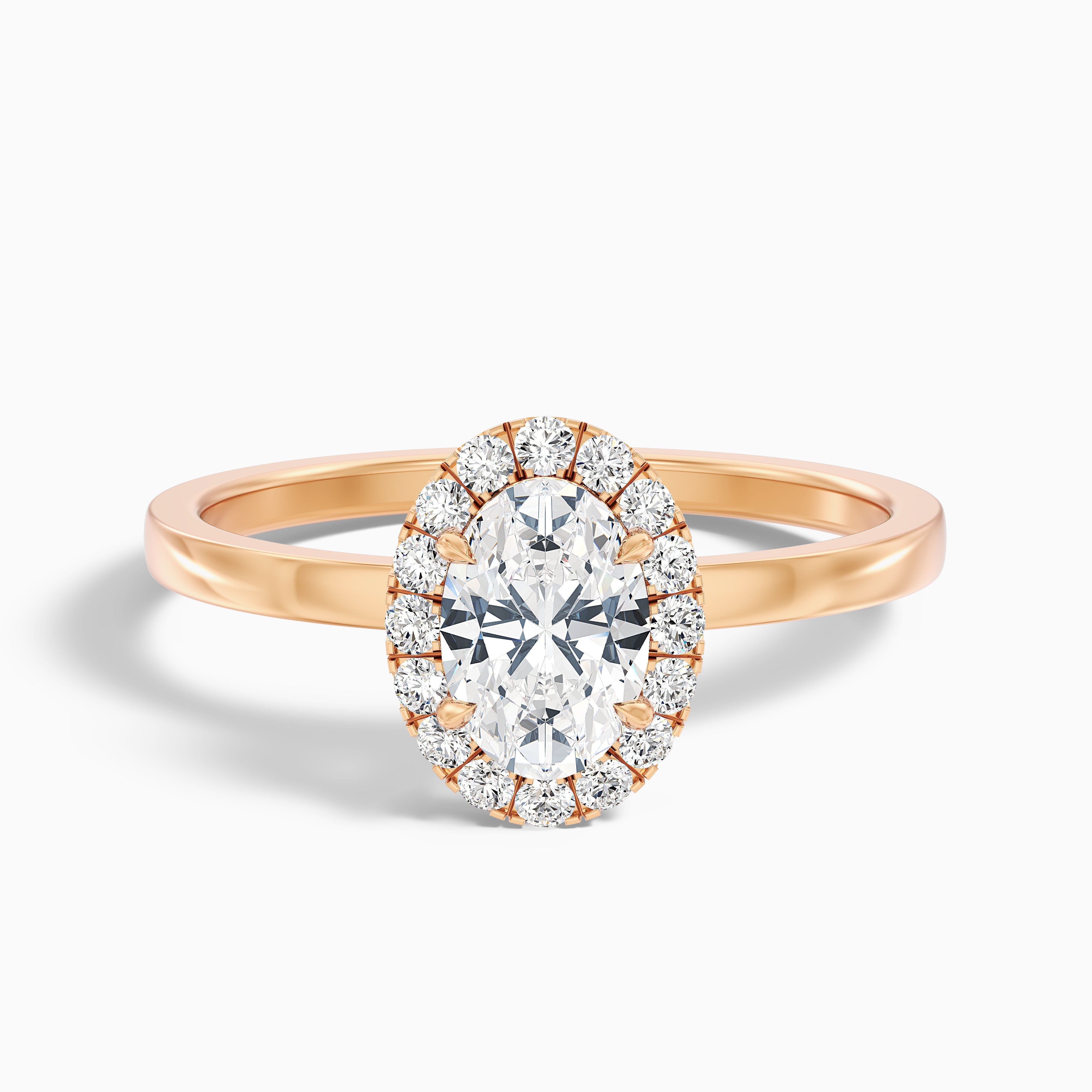 Julia 1.5 Carat Oval Halo Lab Grown Diamond Ring in 14k Rose Gold