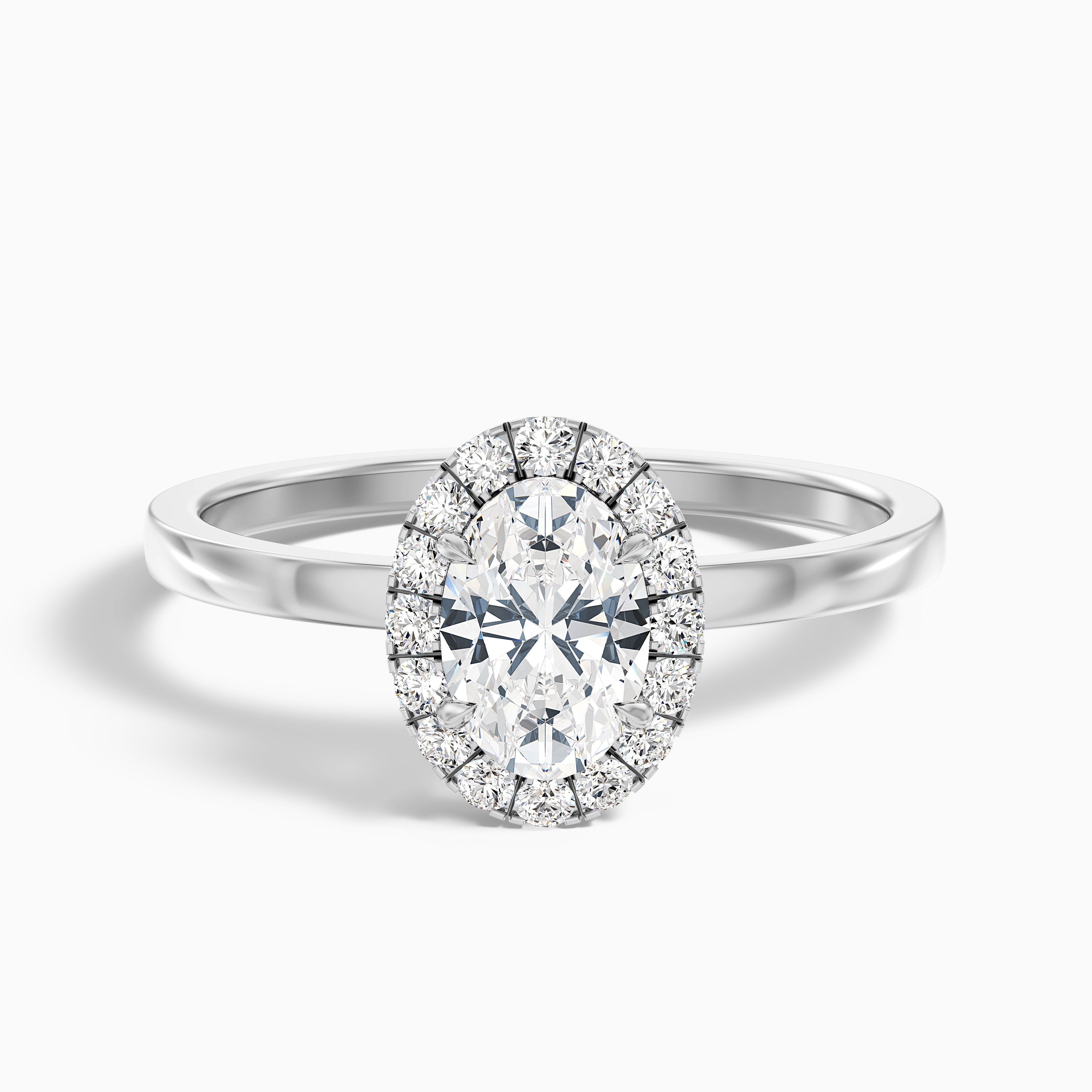 Julia 1.5 Carat Oval Halo Lab Grown Diamond Ring in Platinum