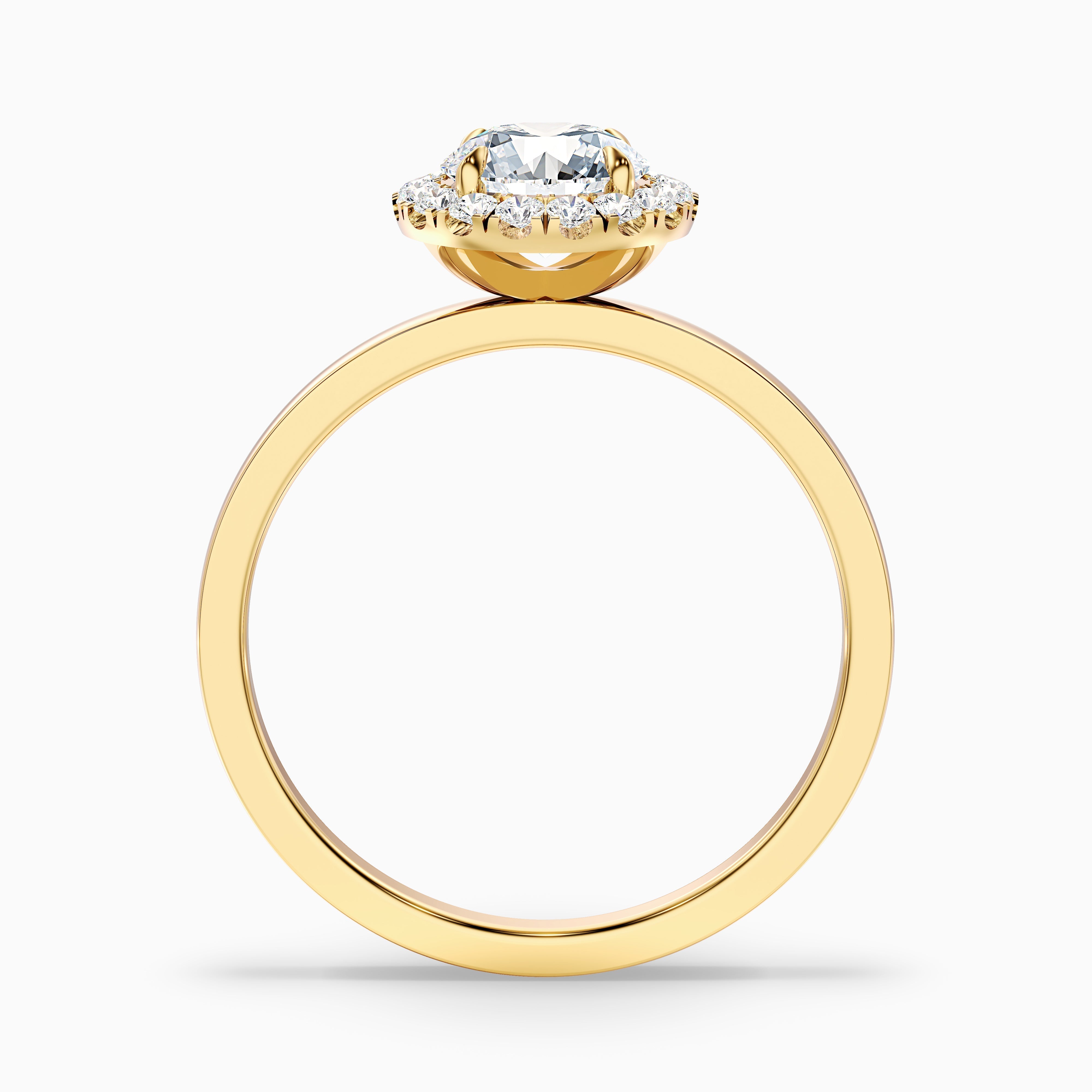 Kara 3.5 Carat Round Halo Lab Grown Diamond Ring in 14k Yellow Gold