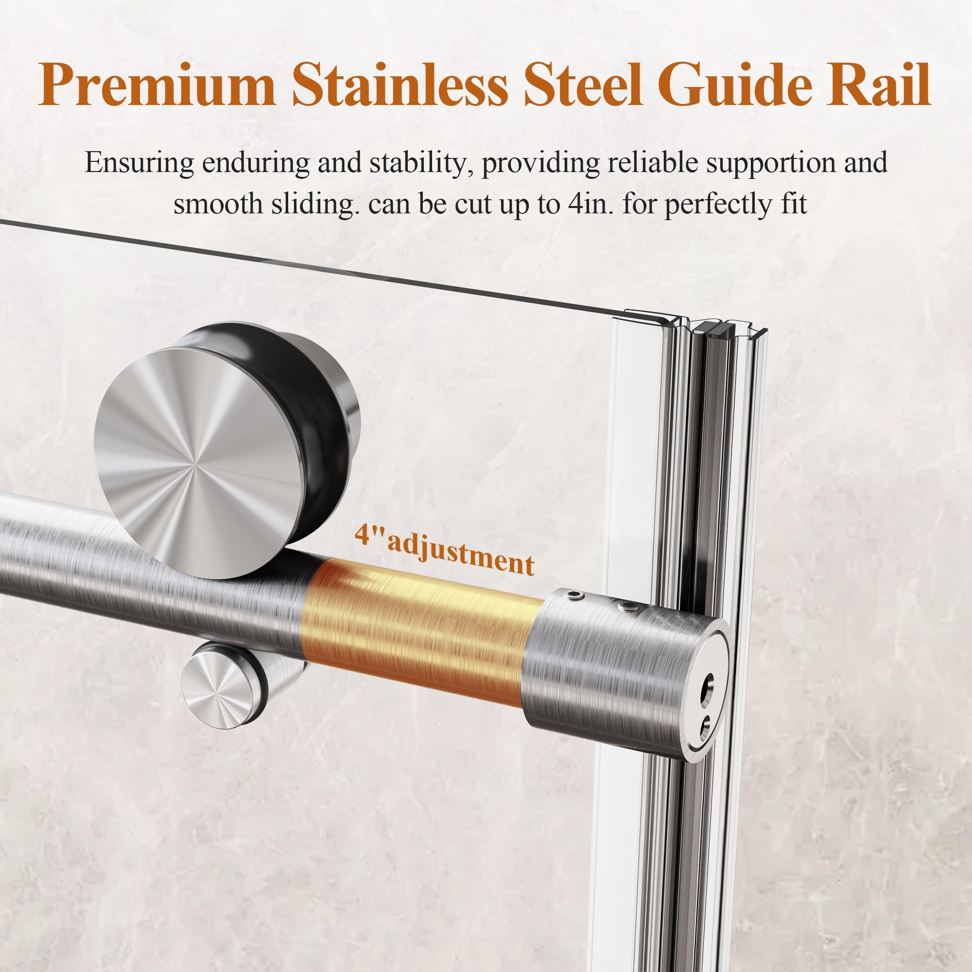 Stainless Steel Round Tube Frameless Shower Door