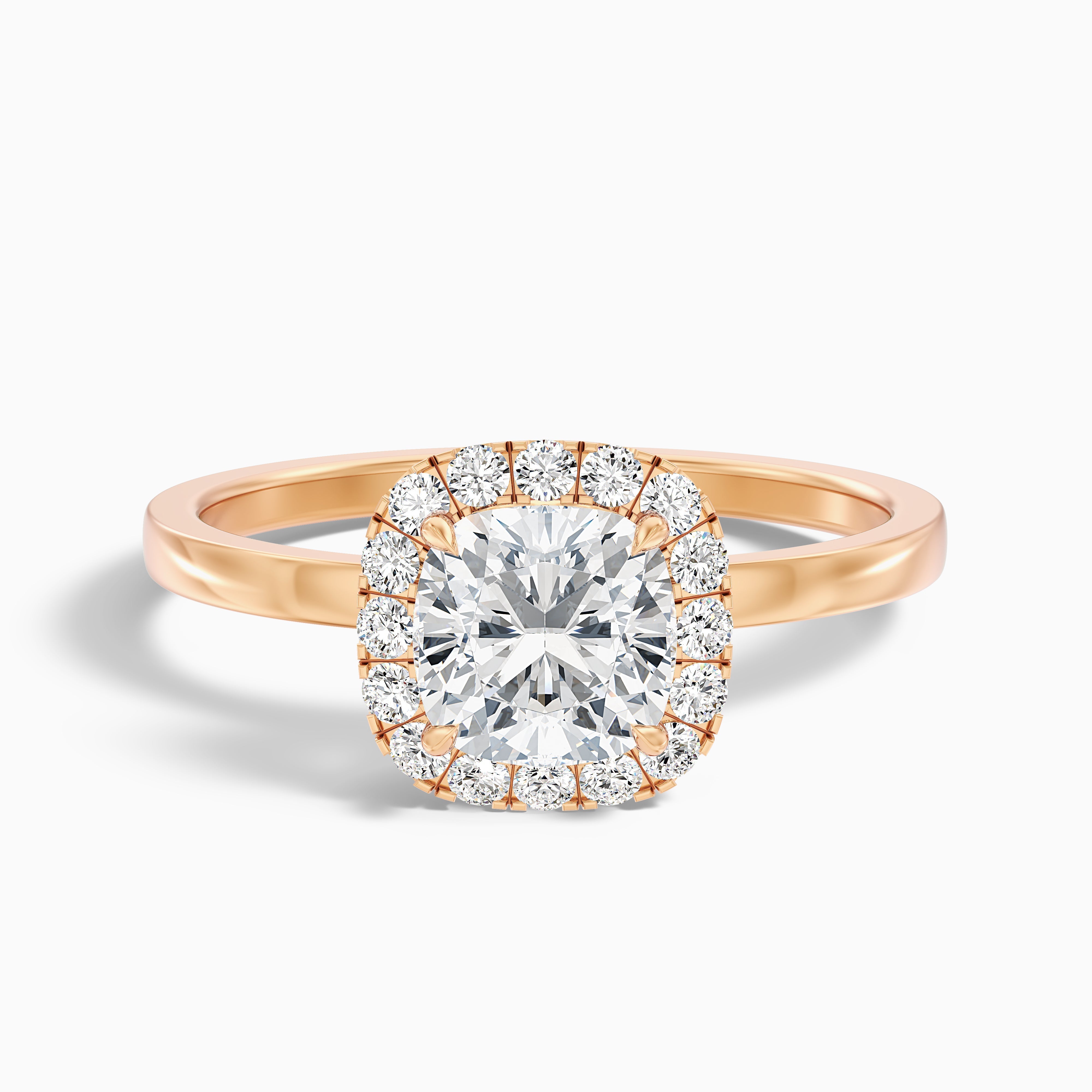 Claire 2 Carat Cushion Cut Halo Moissanite Engagement Ring in Platinum