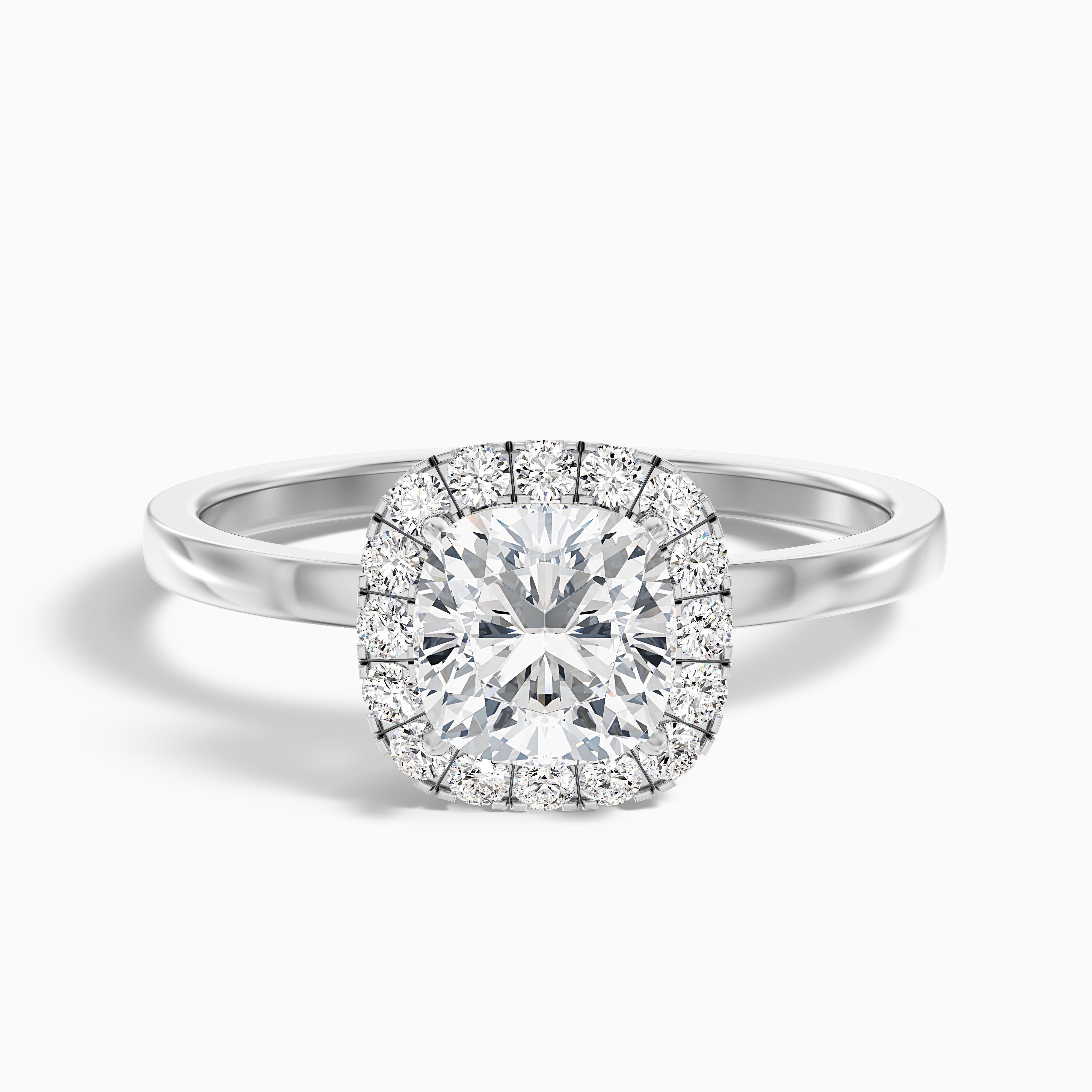 Nora 2 Carat Cushion Cut Halo Lab Grown Diamond Ring in 10k White Gold