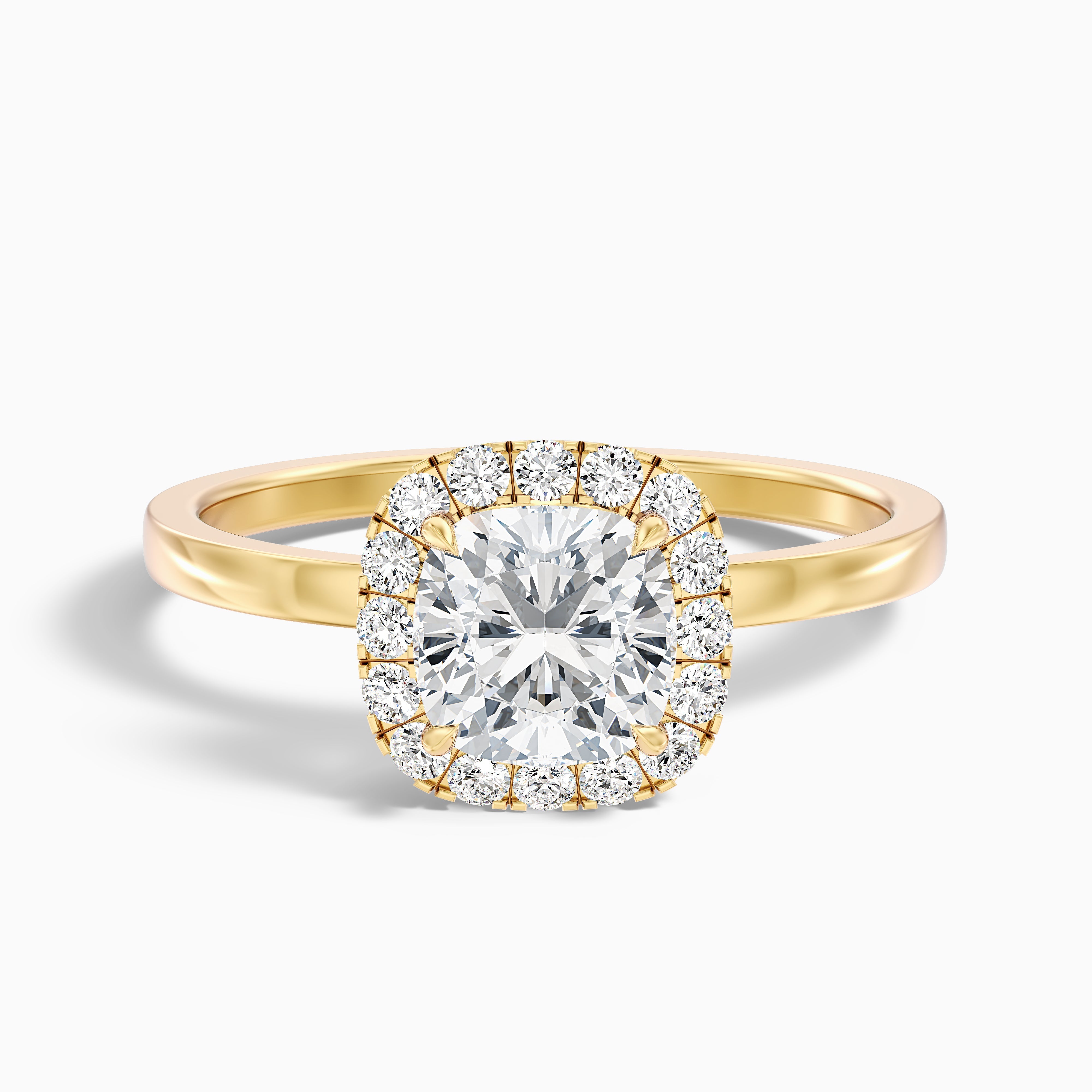 Nora 2.5 Carat Cushion Cut Halo Lab Grown Diamond Ring in Platinum