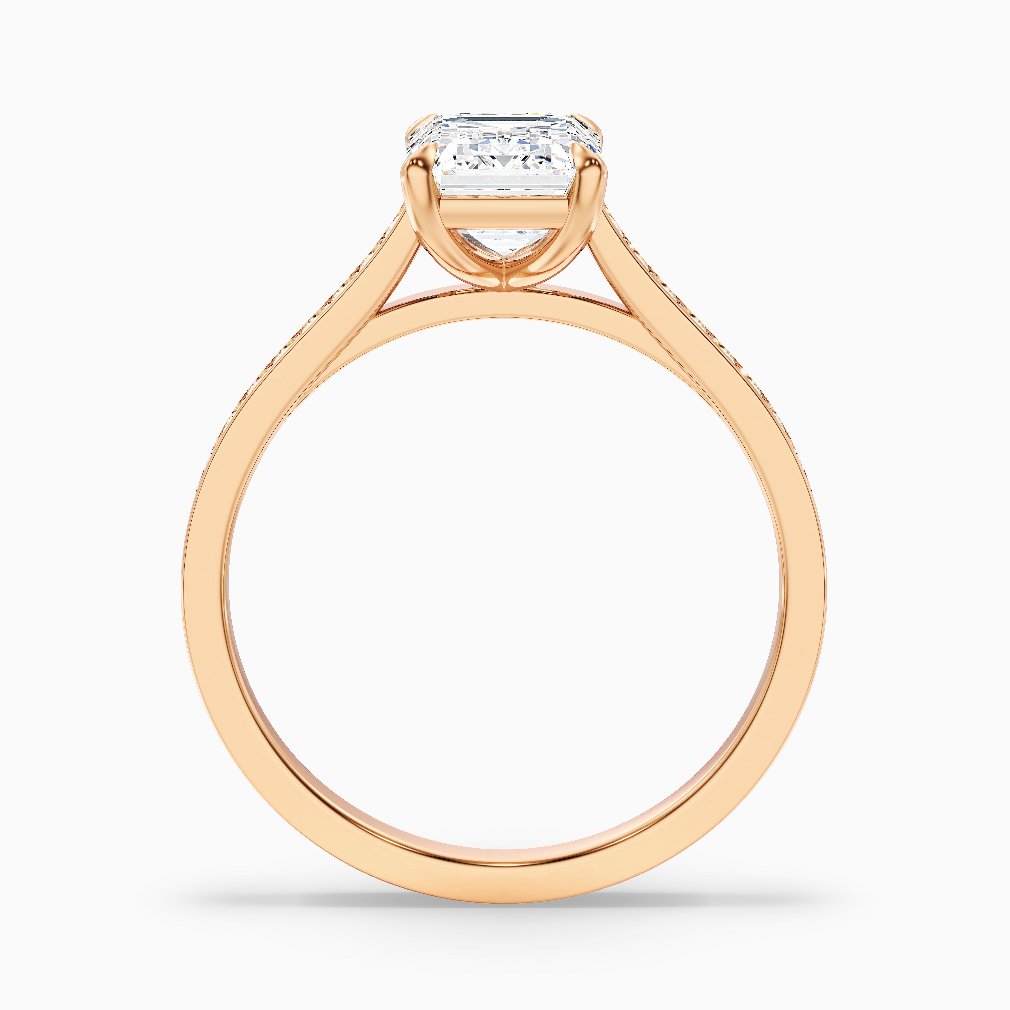 Eliza 3.5 Carat Emerald Cut Side Stone Pave Lab Grown Diamond Ring in 18k White Gold