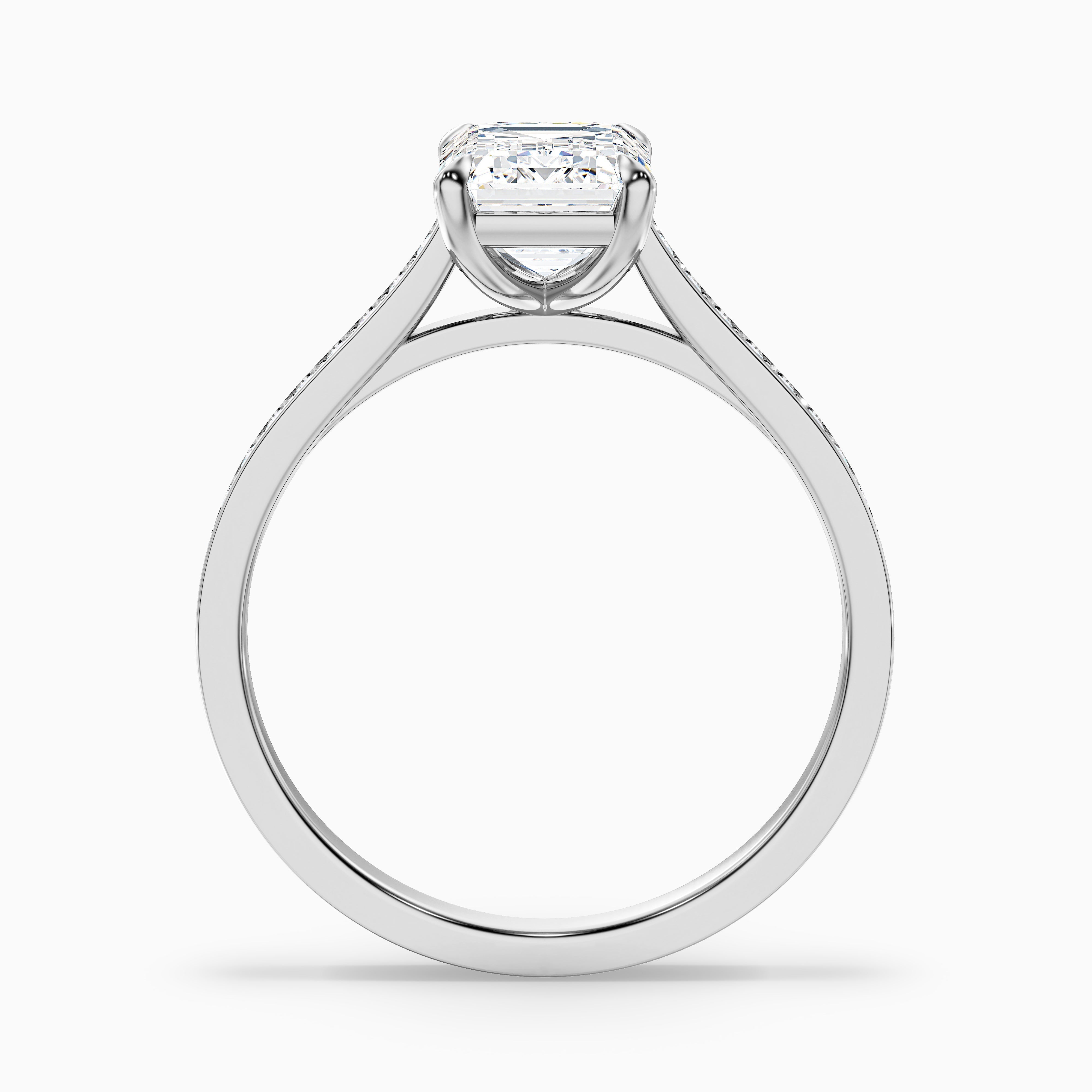 Chase 3.5 Carat Emerald Cut Side Stone Pave Moissanite Engagement Ring in Platinum