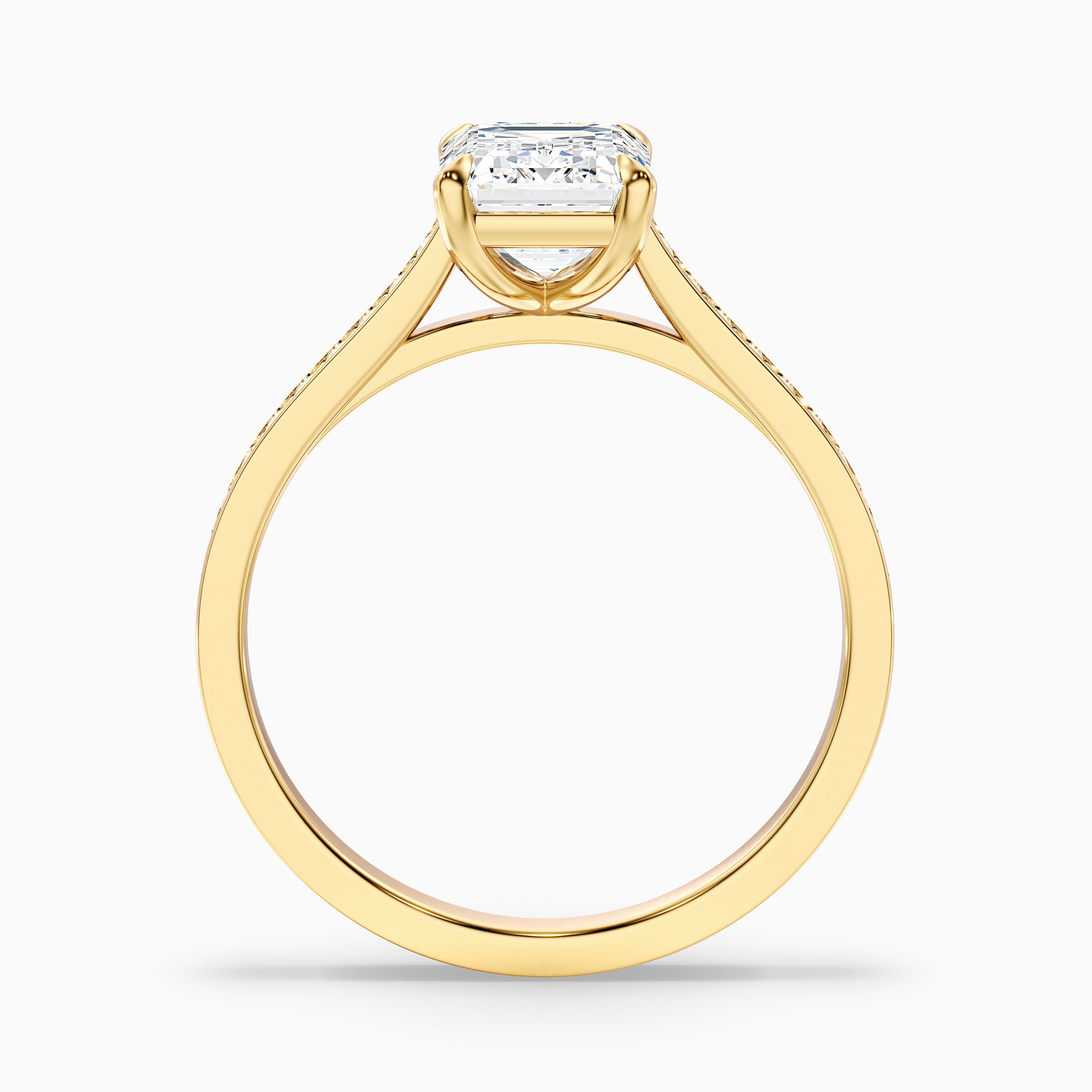 Eliza 4.5 Carat Emerald Cut Side Stone Pave Lab Grown Diamond Ring in 18k White Gold