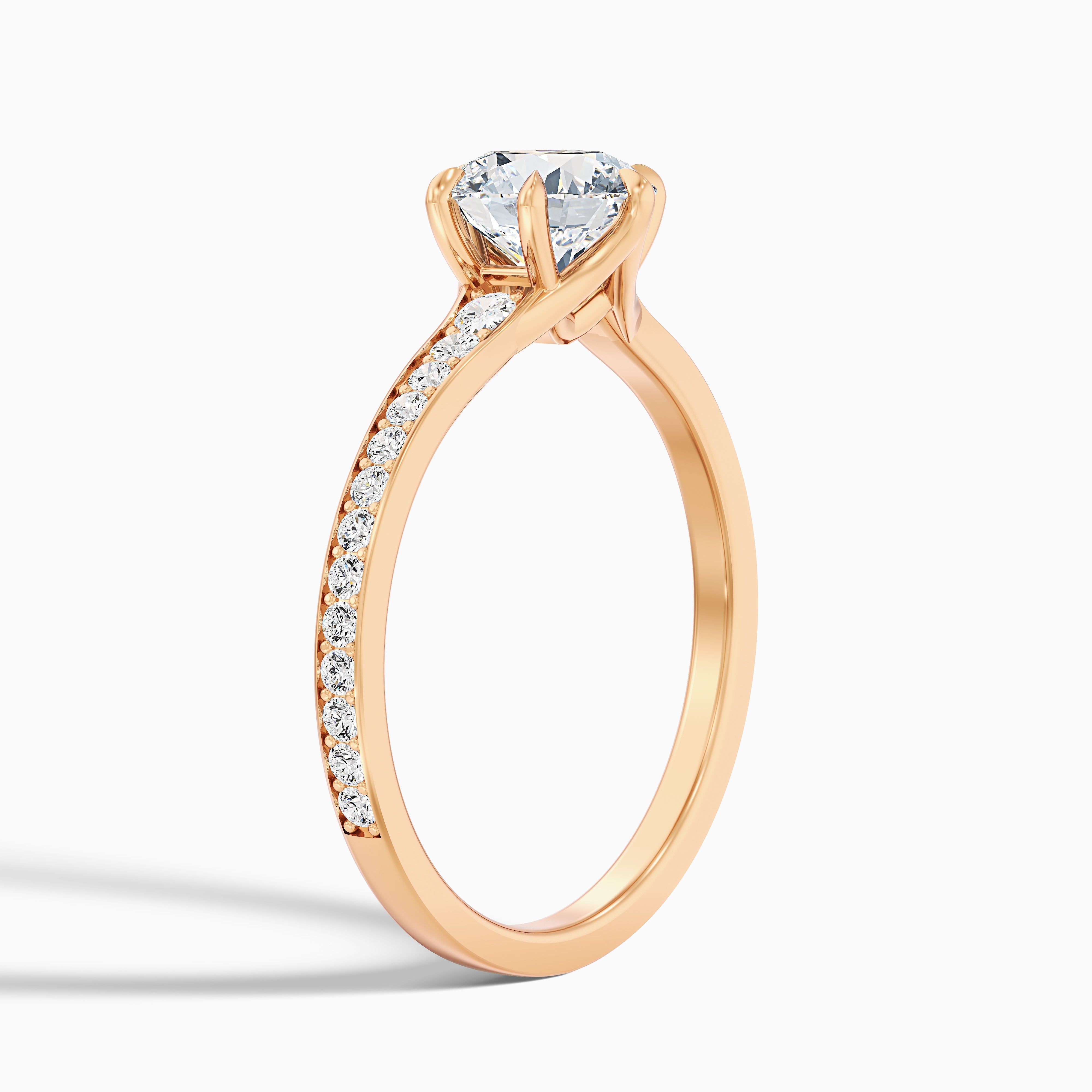 Kyra 5 Carat Round Side Stone Pave Lab Grown Diamond Ring in 18k White Gold
