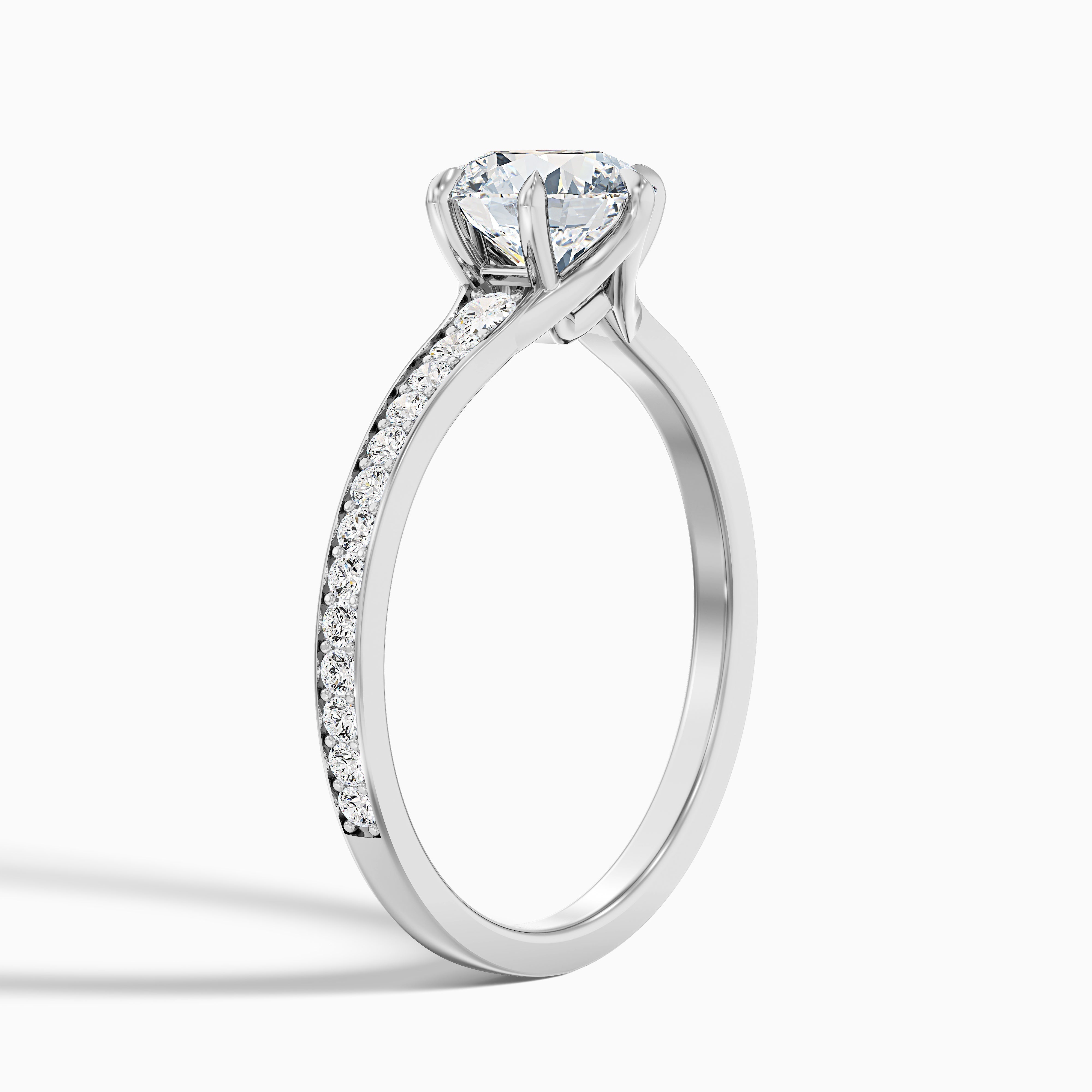 Kyra 1 Carat Round Side Stone Pave Lab Grown Diamond Ring in 14k Rose Gold