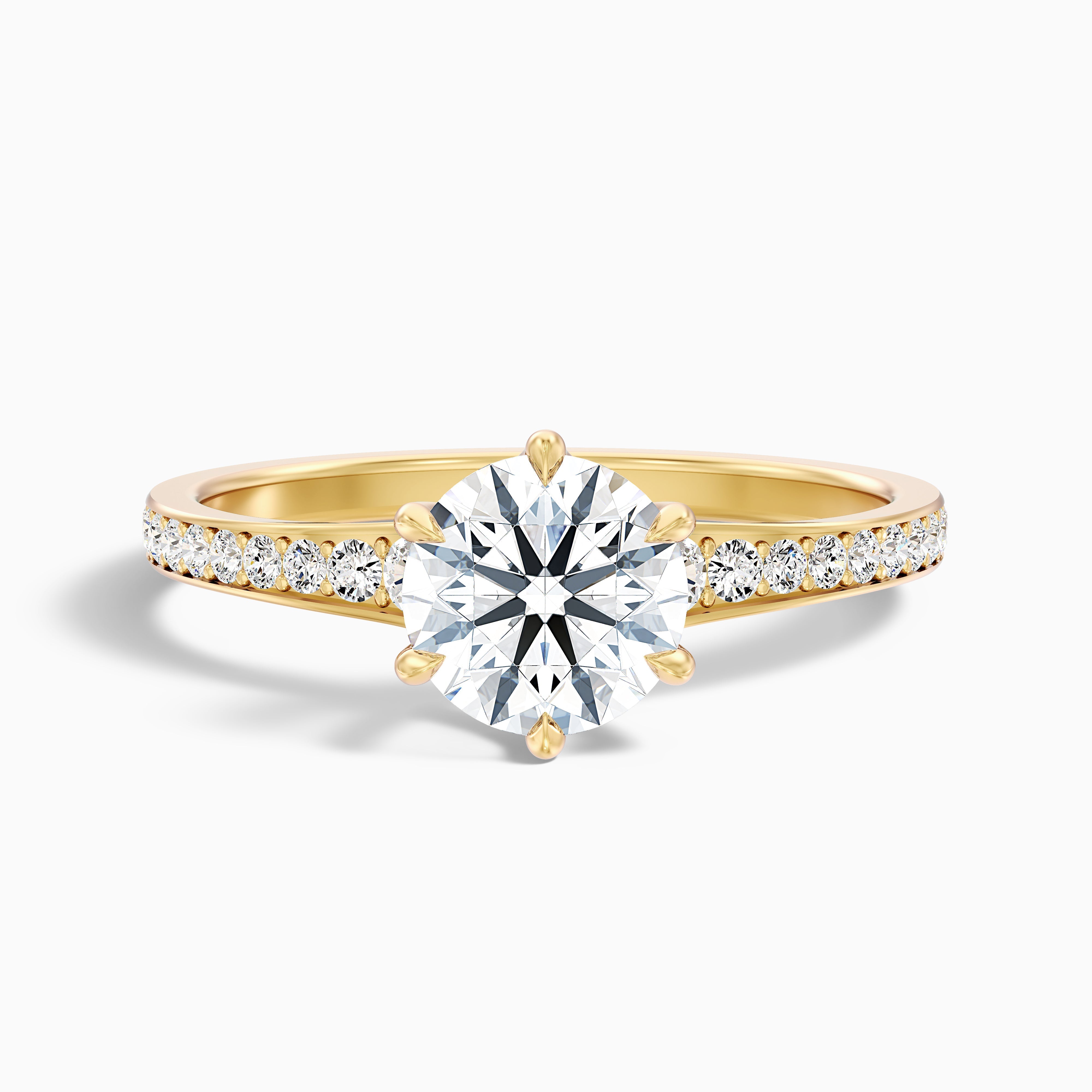 Kyra 4.5 Carat Round Side Stone Pave Lab Grown Diamond Ring in 14k Rose Gold