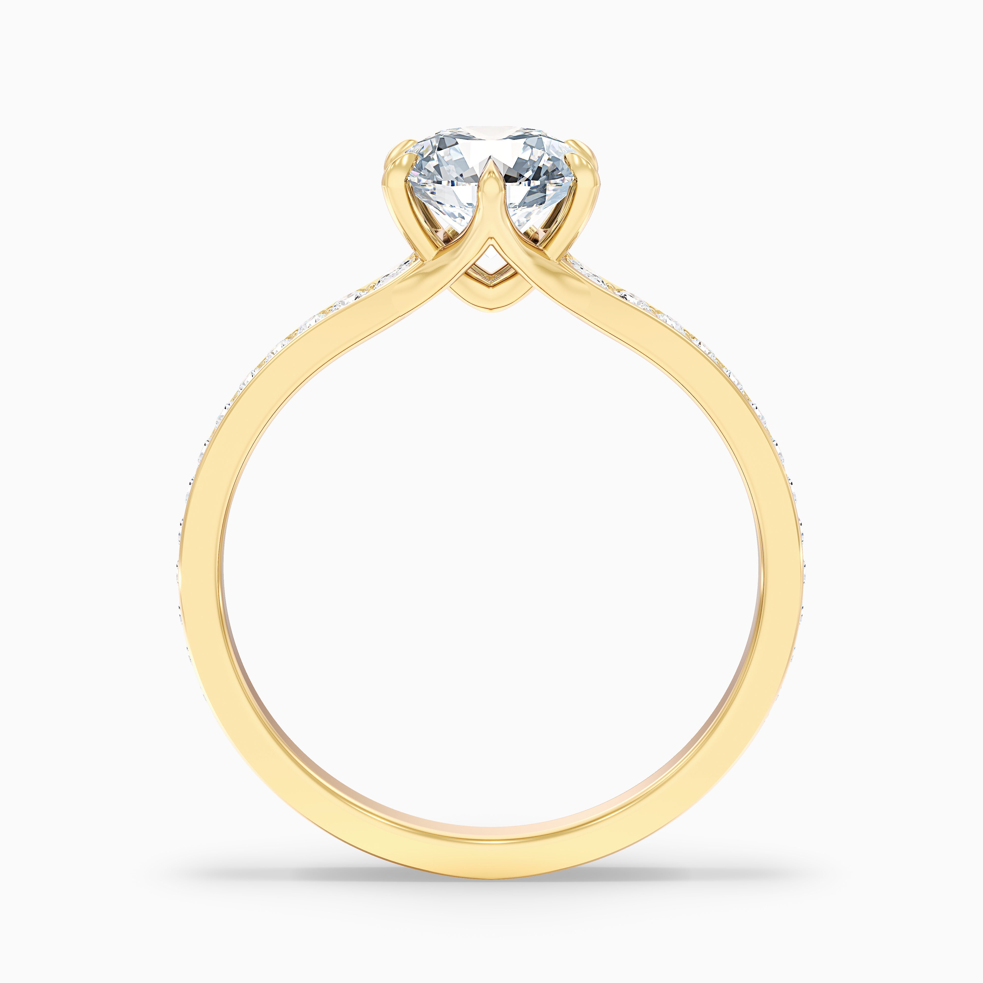 Kyra 4 Carat Round Side Stone Pave Lab Grown Diamond Ring in 18k White Gold