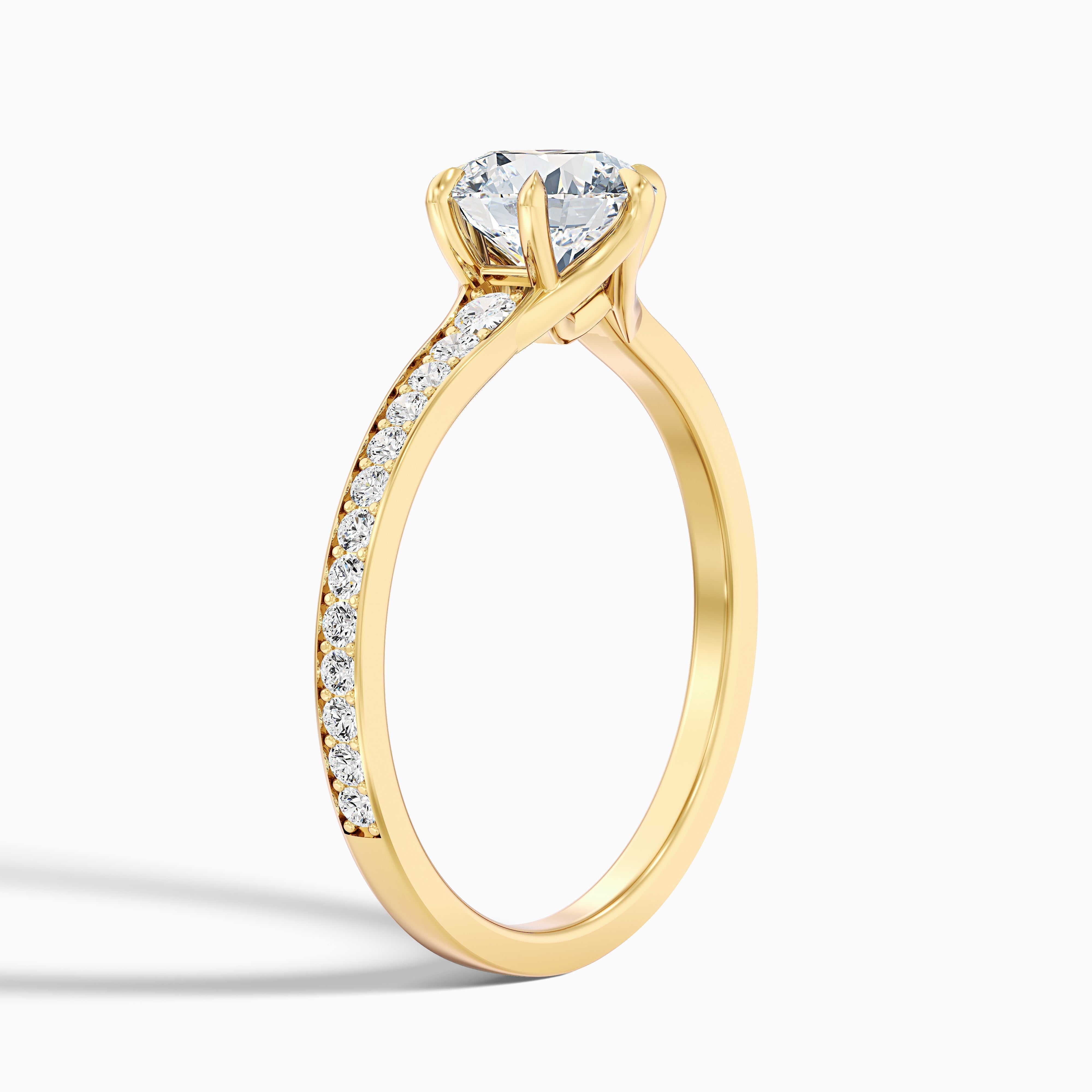 Kyra 4.5 Carat Round Side Stone Pave Lab Grown Diamond Ring in 10k Rose Gold