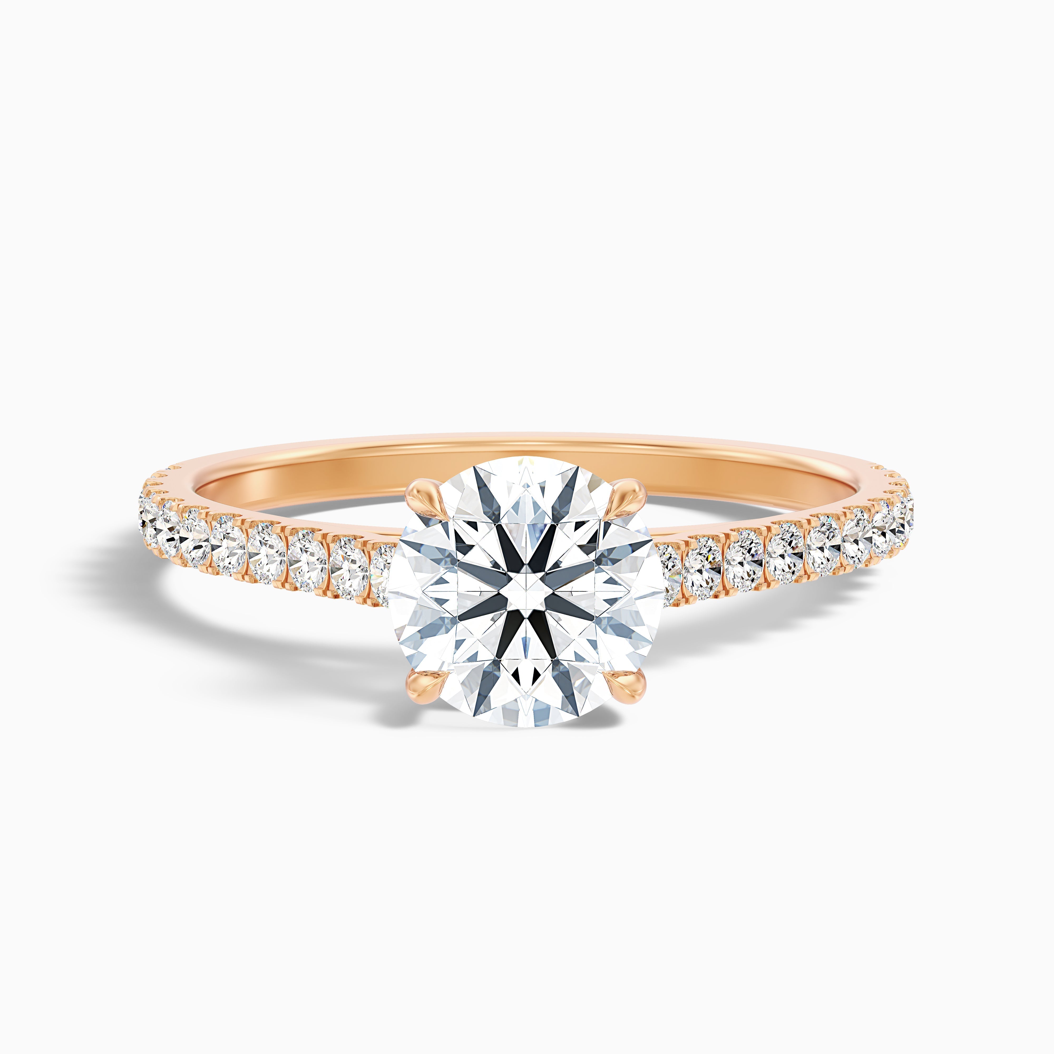 Hope 3.5 Carat Round Side Stone Pave Lab Grown Diamond Ring in 10k White Gold
