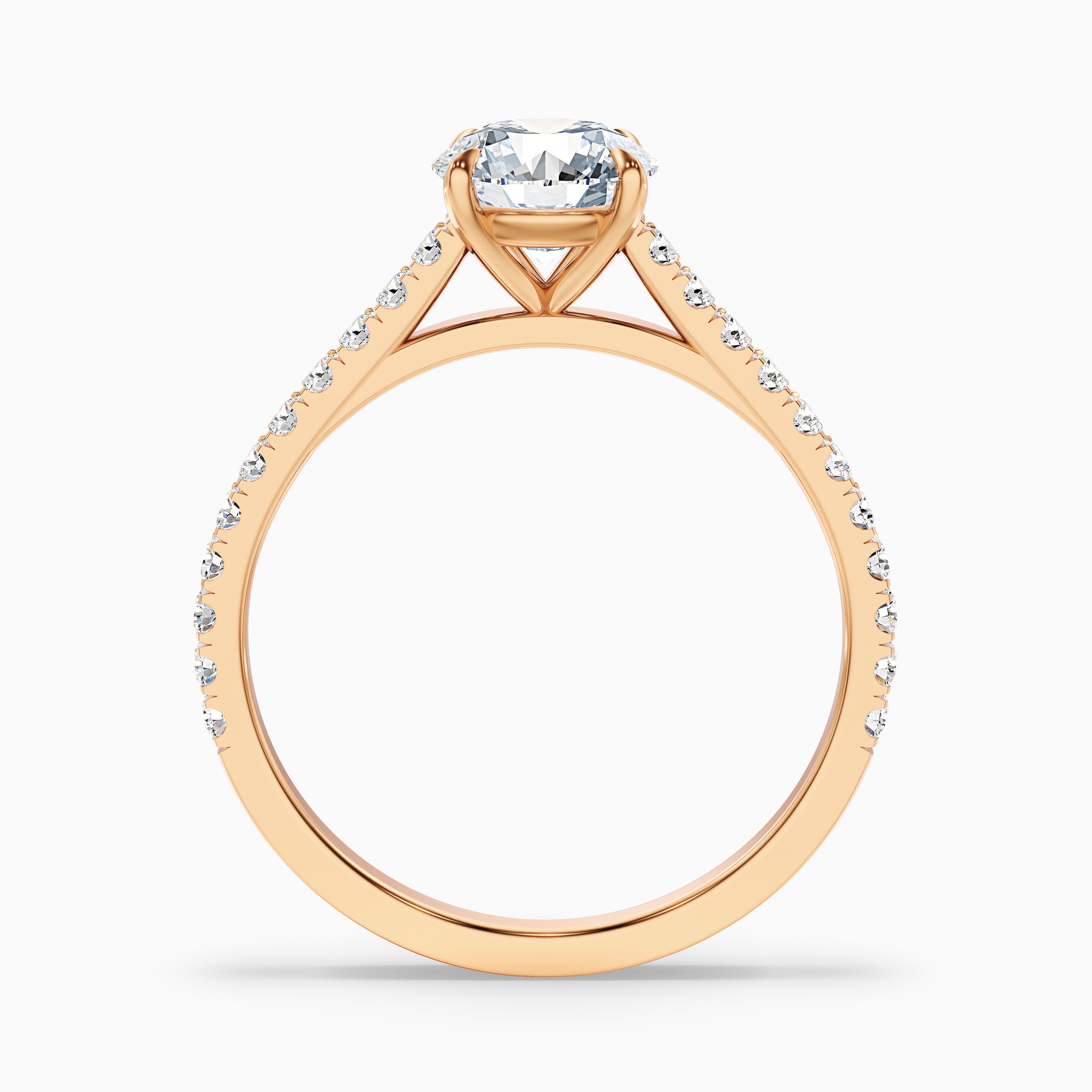 Hope 2.5 Carat Round Side Stone Pave Lab Grown Diamond Ring in 14k Rose Gold
