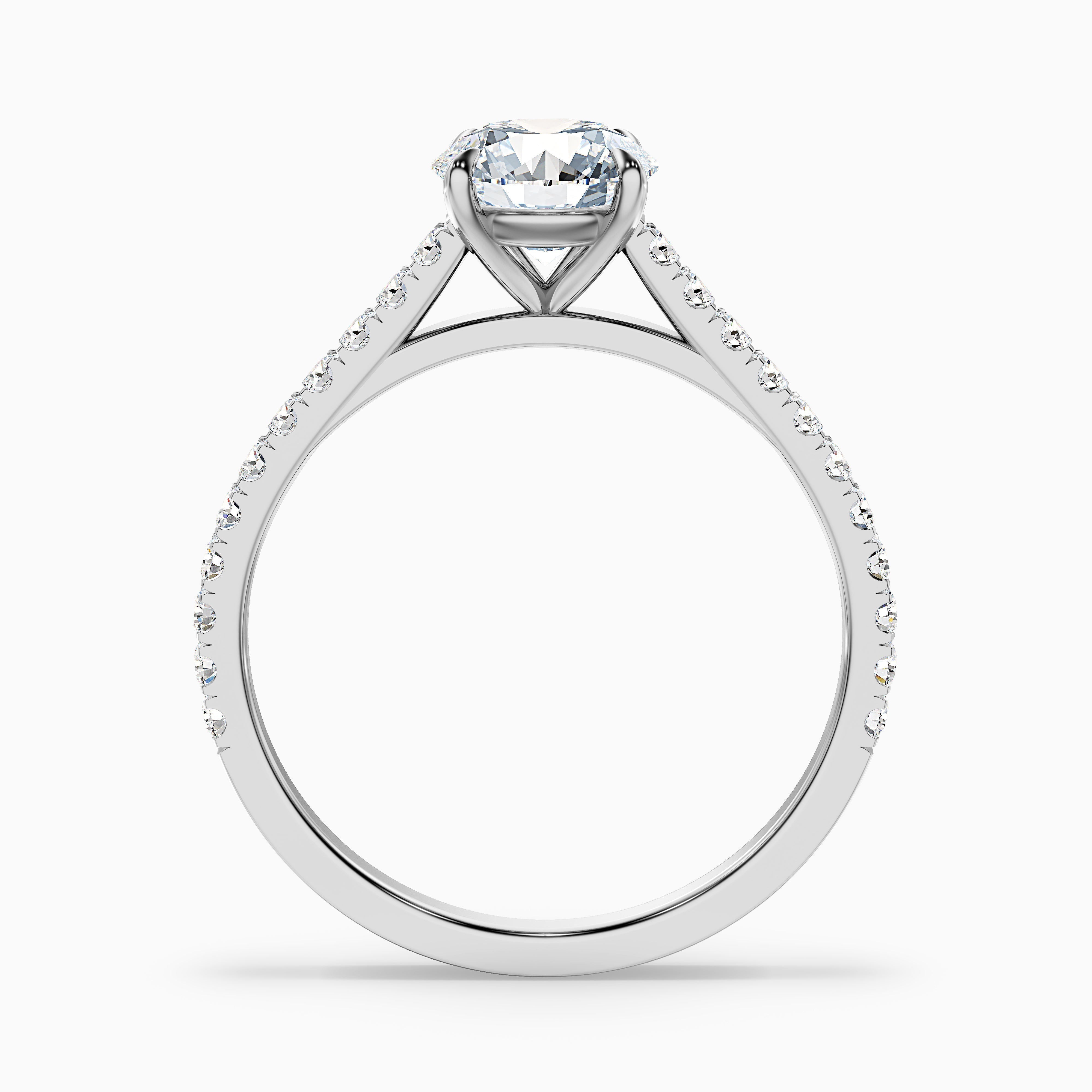 Carly 4 Carat Round Side Stone Pave Moissanite Engagement Ring in Platinum