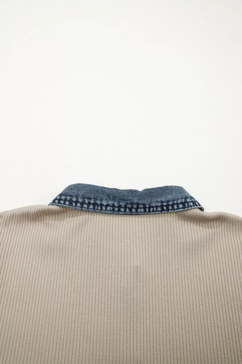 Casual Ribbed Knit Denim Trim Mini Dress