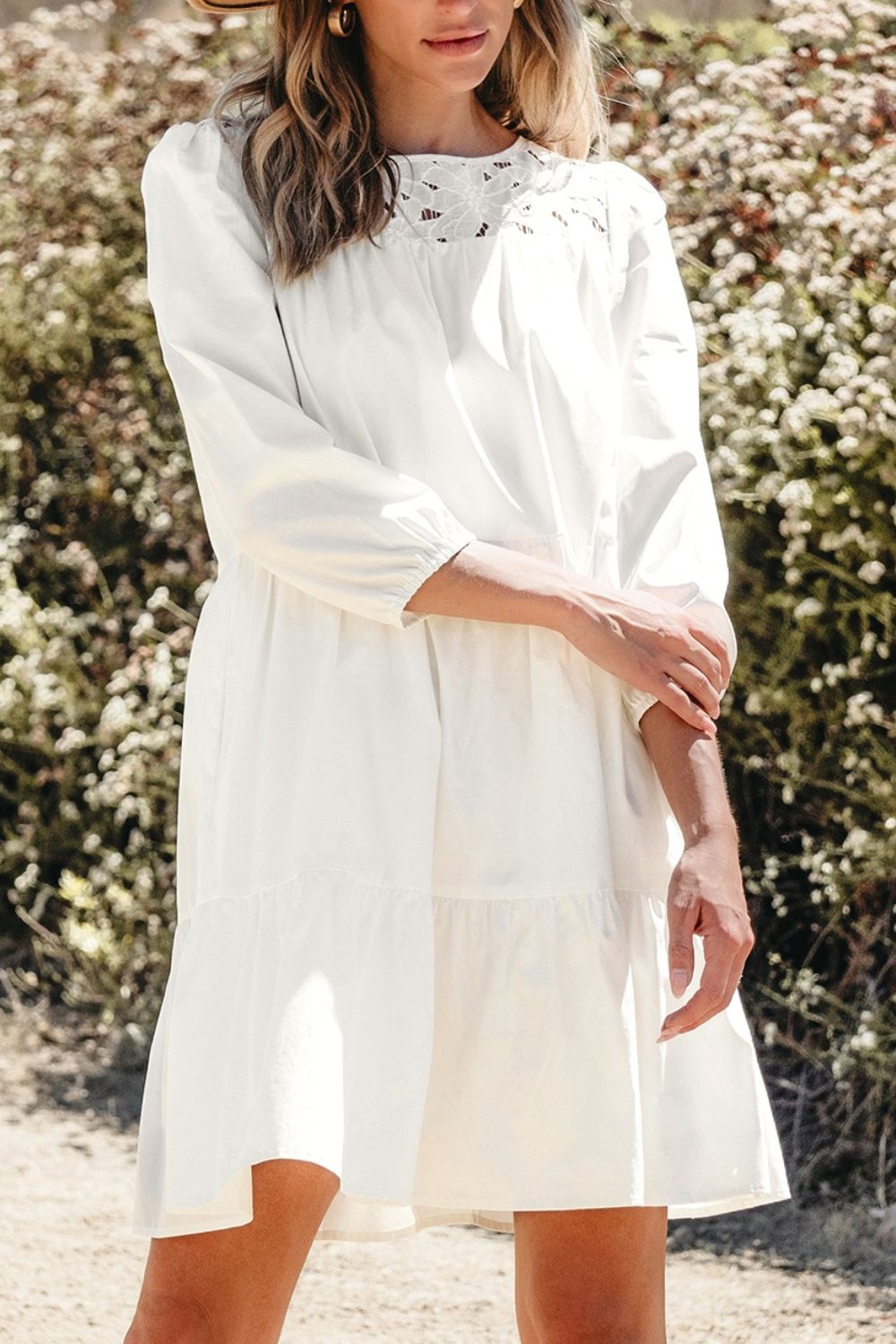 3/4 Sleeve Tiered Mini Dress