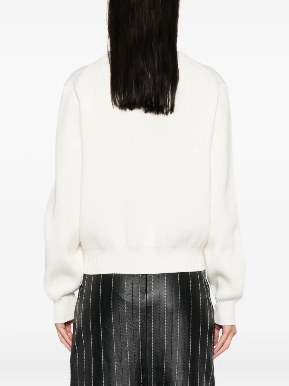 Victoria Beckham Women Relaxed Fit V-Neck Cotton Blend Sweater