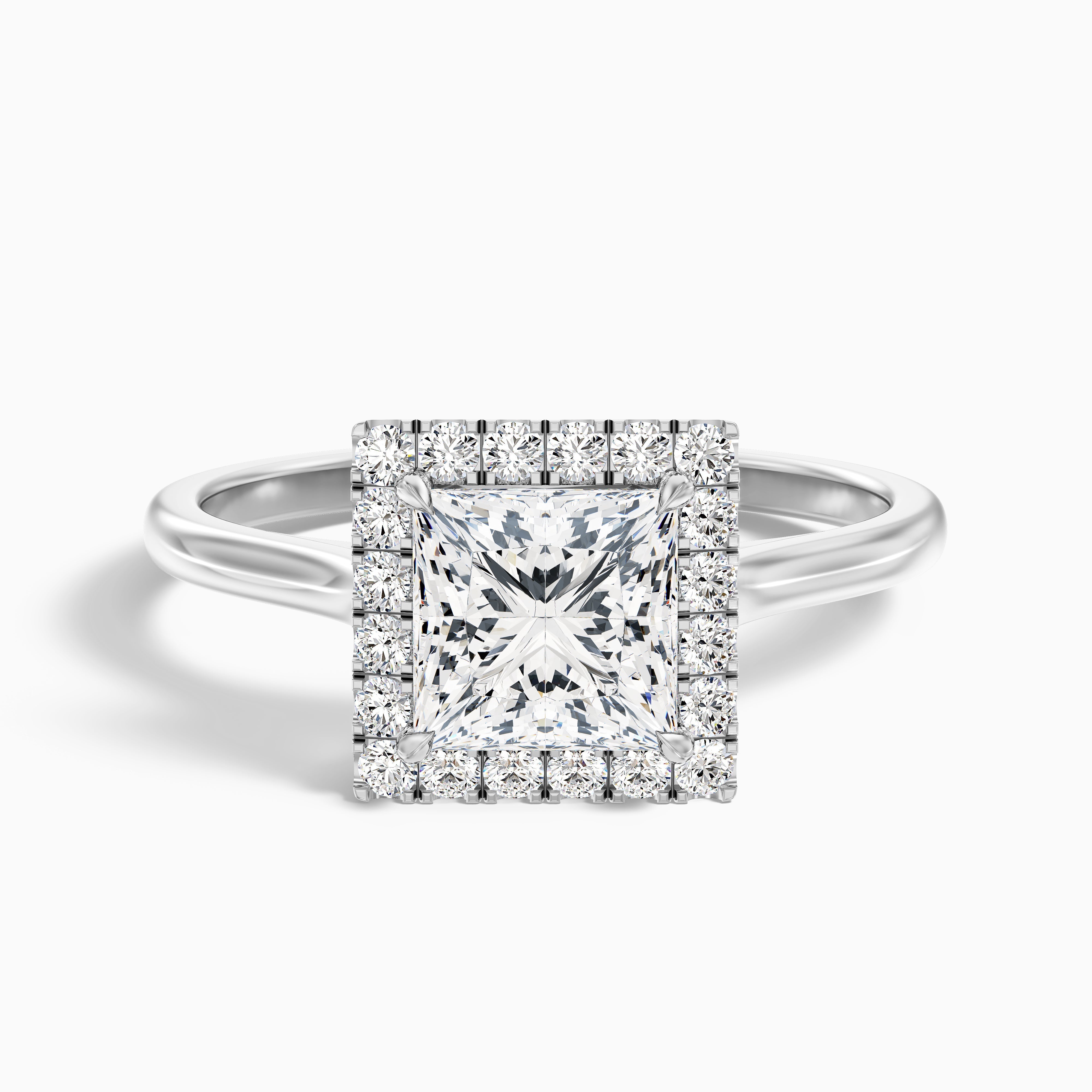 Ember 4 Carat Princess Cut Halo Lab Grown Diamond Ring in 14k Yellow Gold