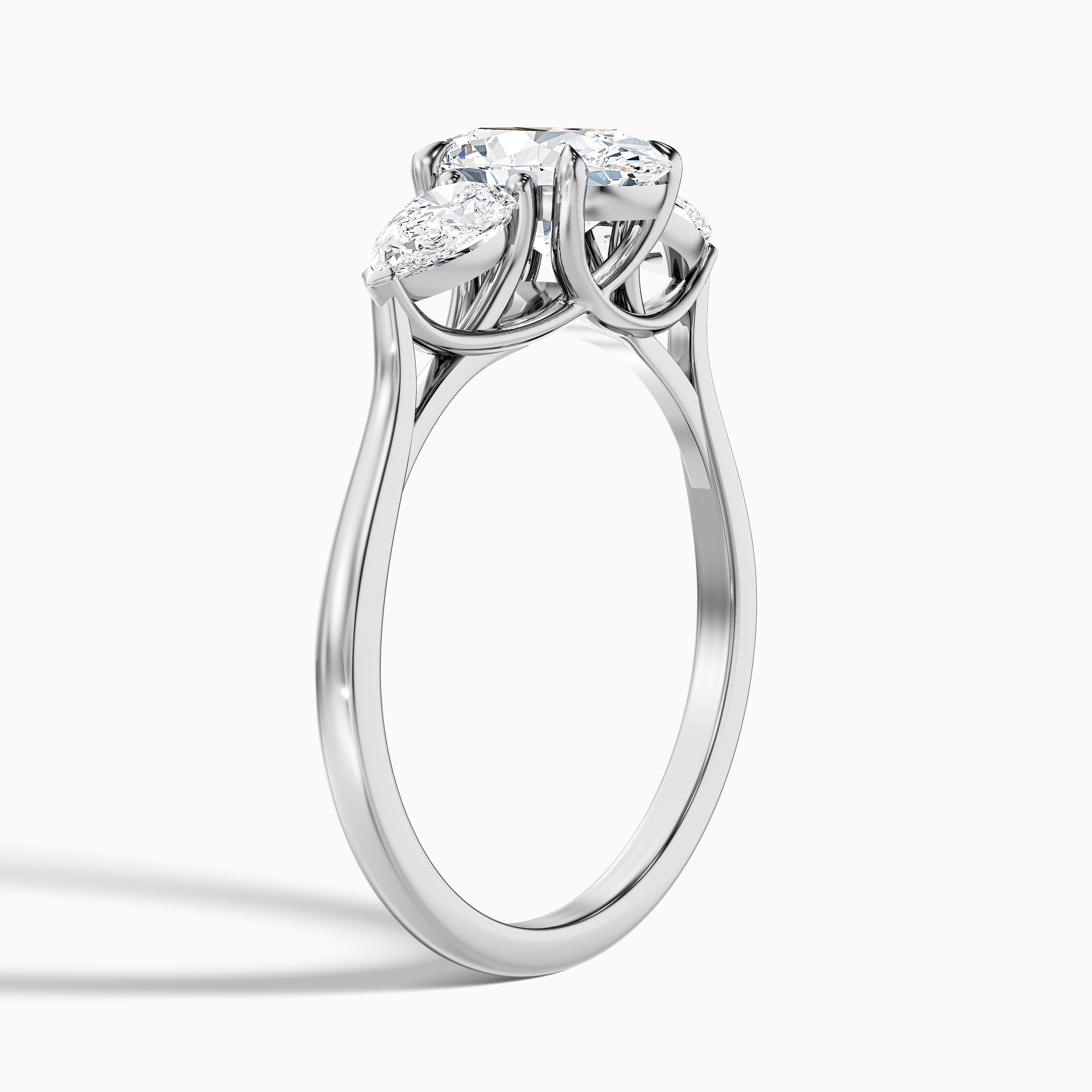 Jini 1.5 Carat Three Stone Oval Lab Grown Diamond Ring in 14k Yellow Gold