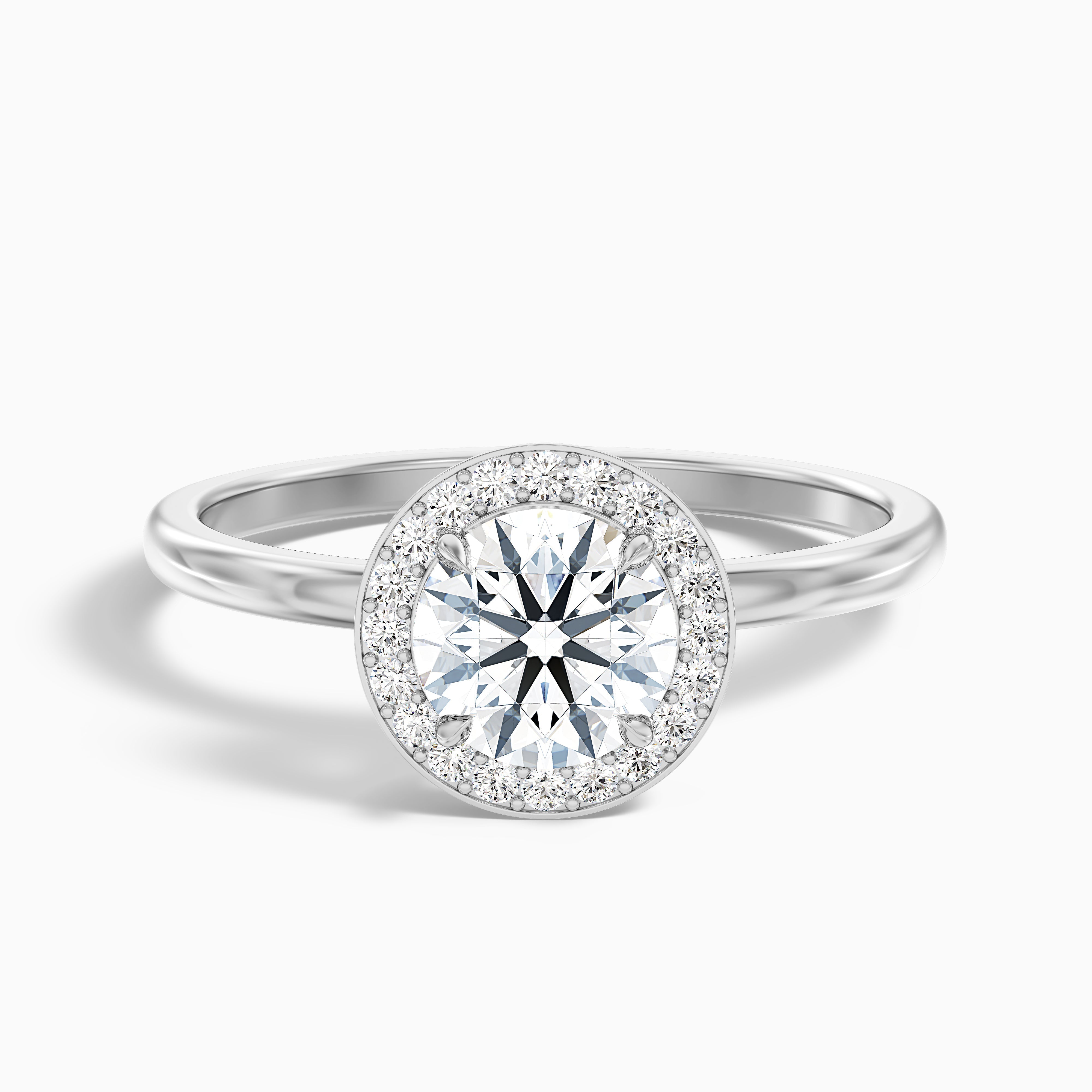 Aura 3 Carat Round Halo Pave Moissanite Engagement Ring in 18k Rose Gold