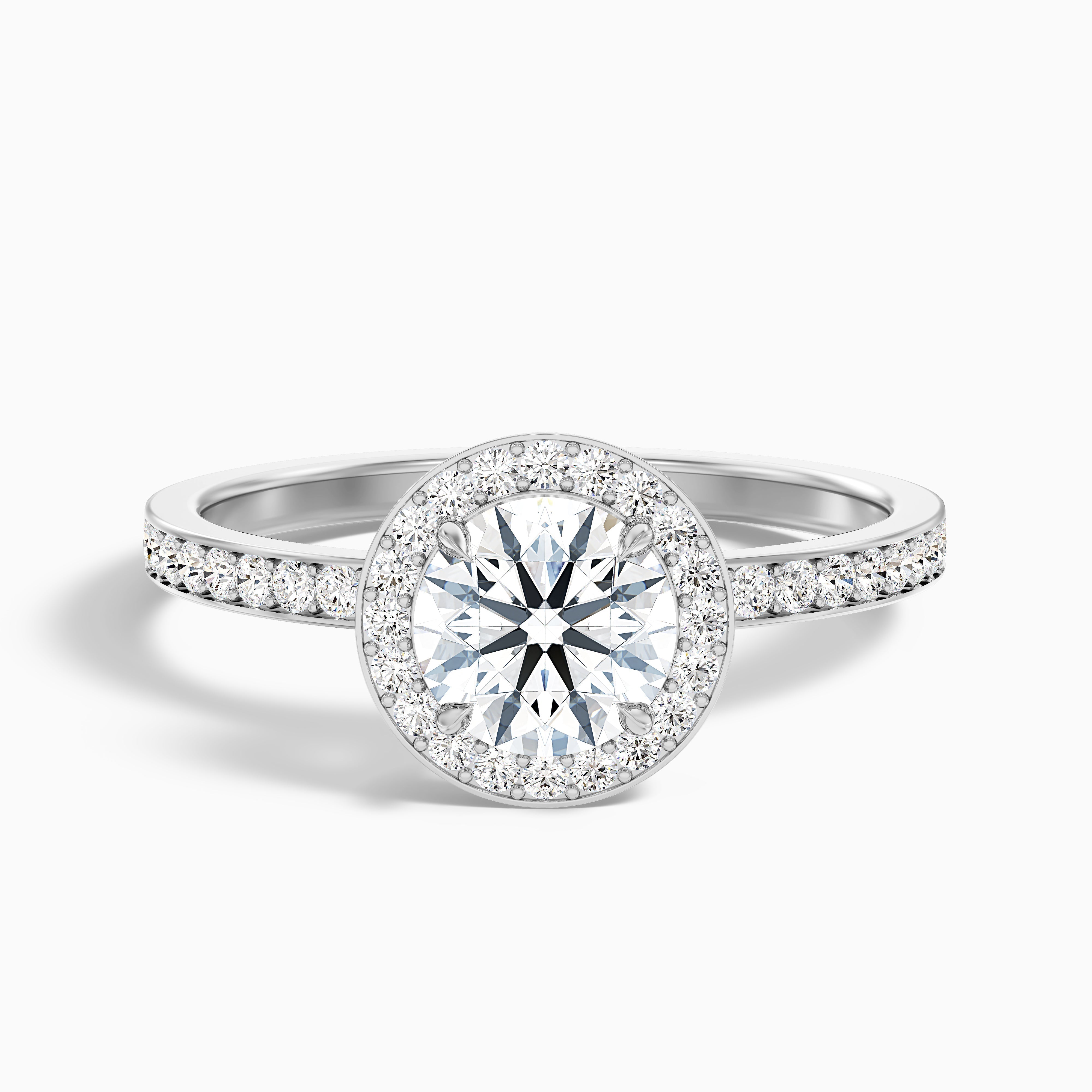 Nyra 4.5 Carat Round Halo Pave Moissanite Engagement Ring in 18k Yellow Gold