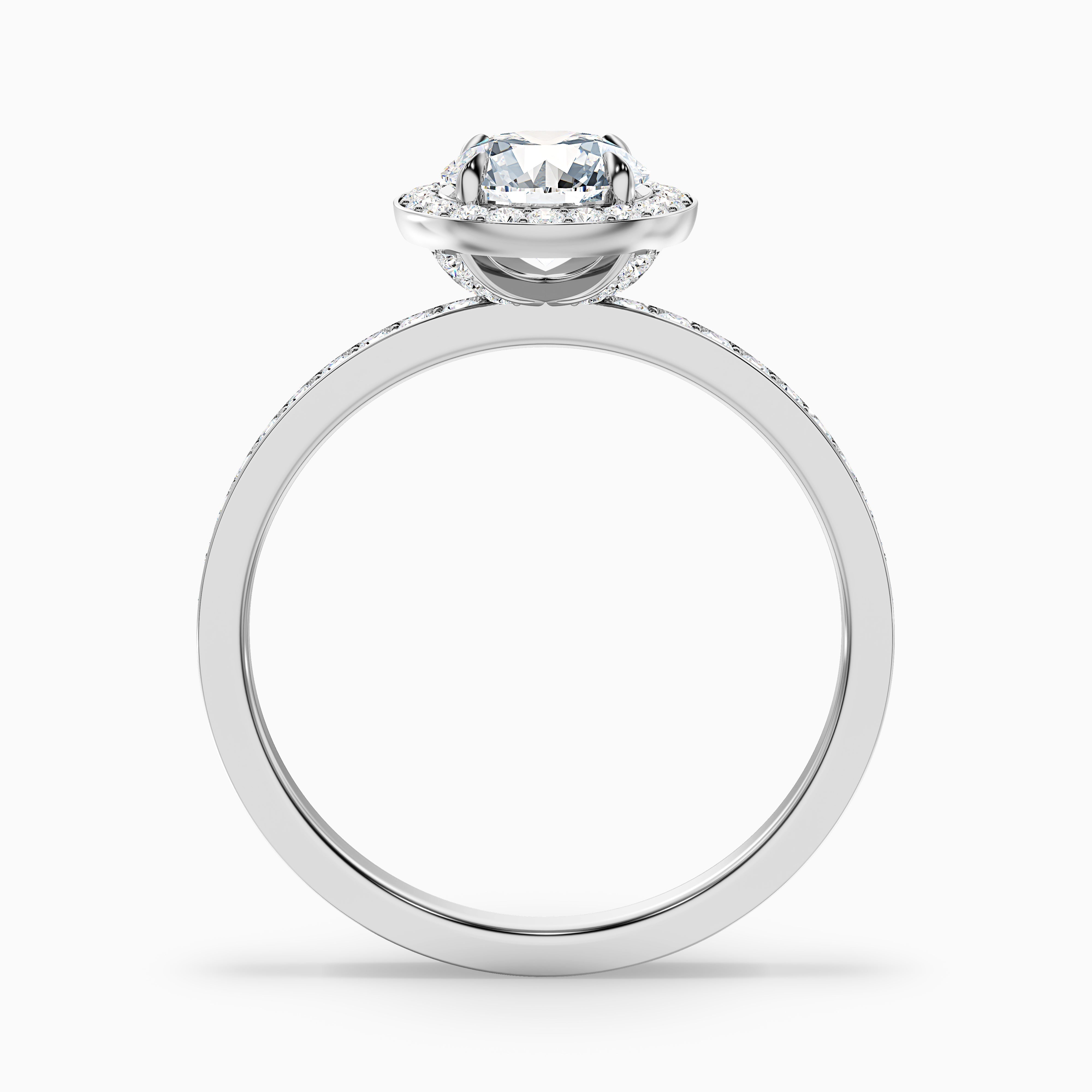 Nyra 5 Carat Round Halo Pave Moissanite Engagement Ring in 10k Yellow Gold