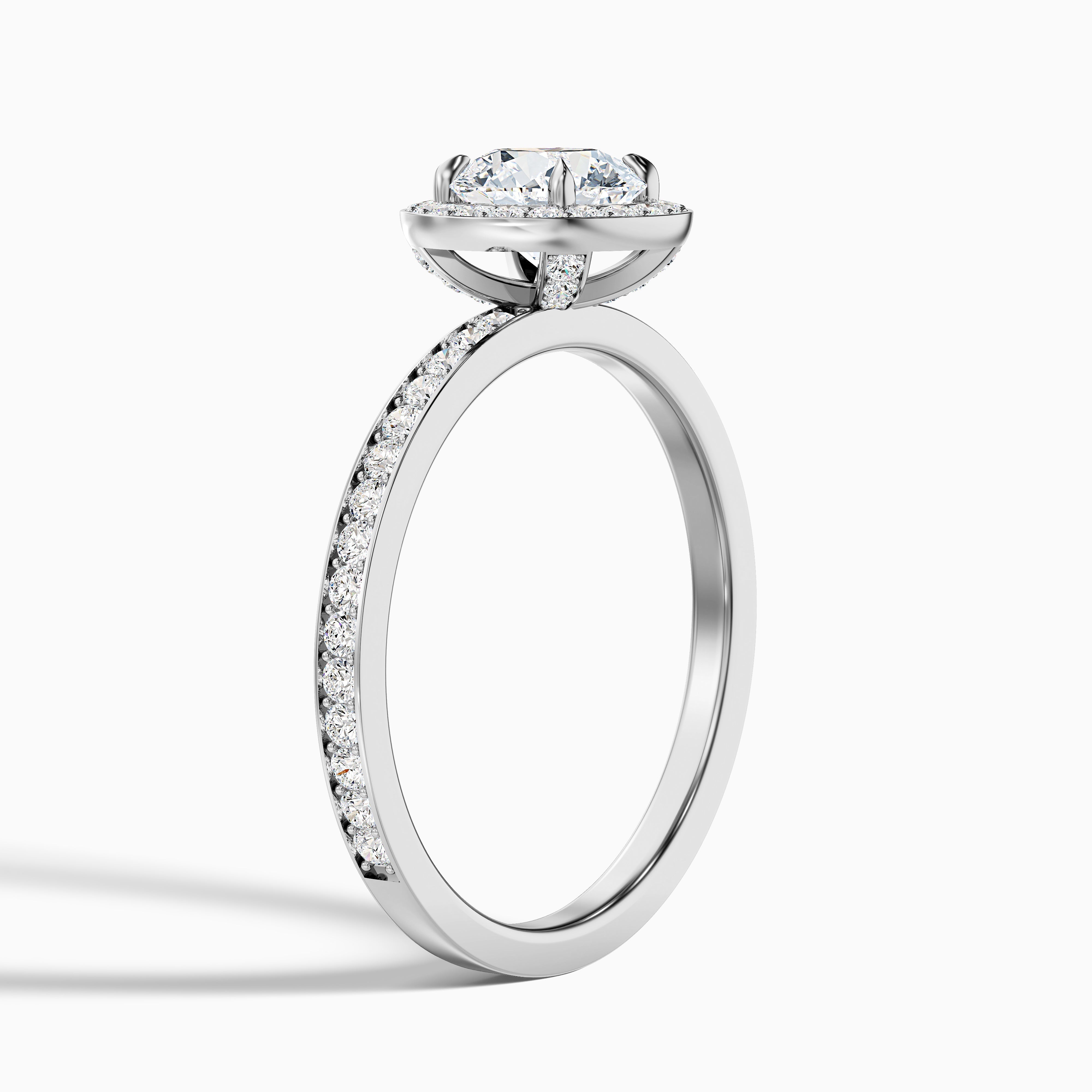 Nyra 5.5 Carat Round Halo Pave Moissanite Engagement Ring in 14k Yellow Gold
