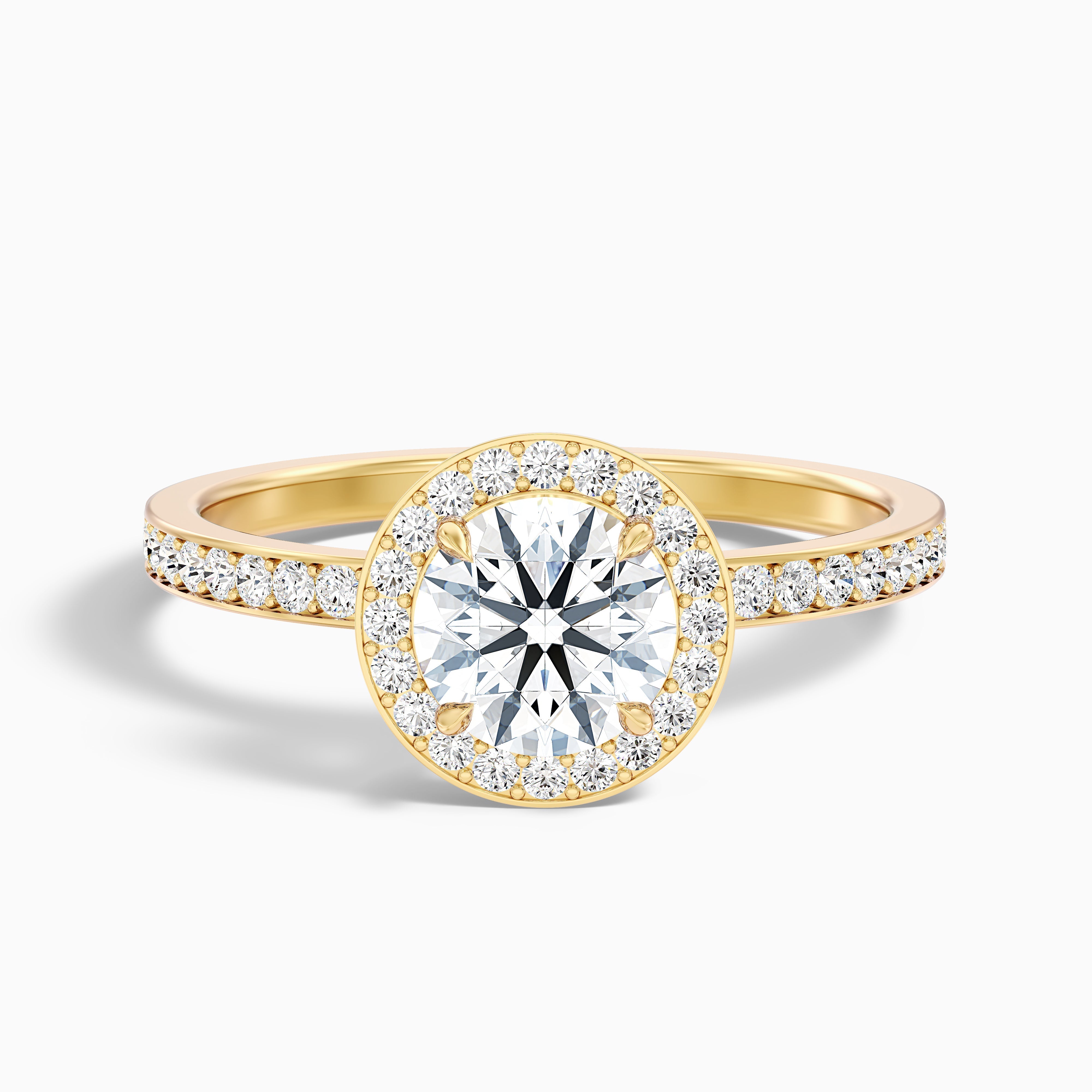 Lisa 1.5 Carat Round Halo Pave Lab Grown Diamond Ring in 14k White Gold