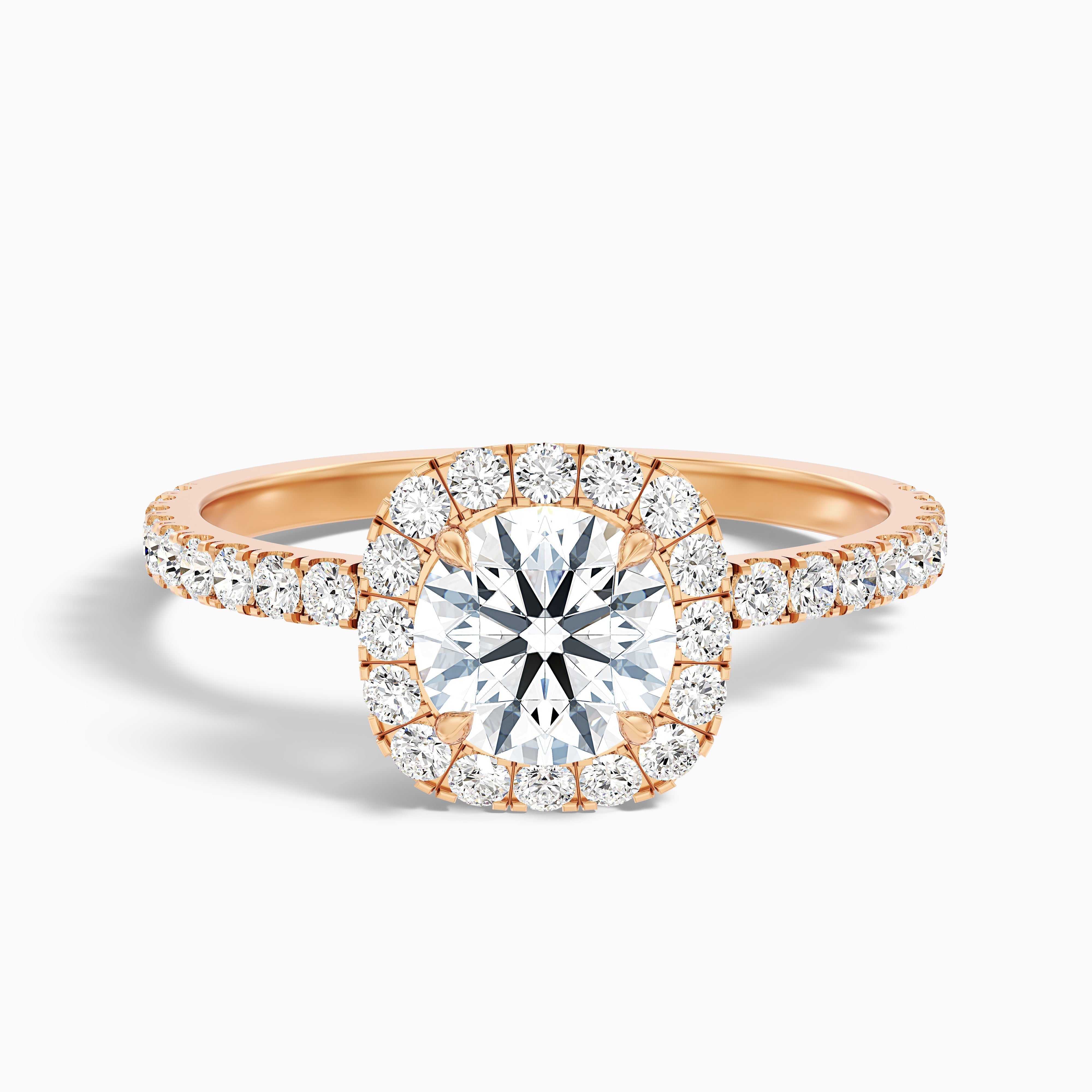 Zia 1 Carat Round Cut Halo Pave Moissanite Engagement Ring in 10k Yellow Gold