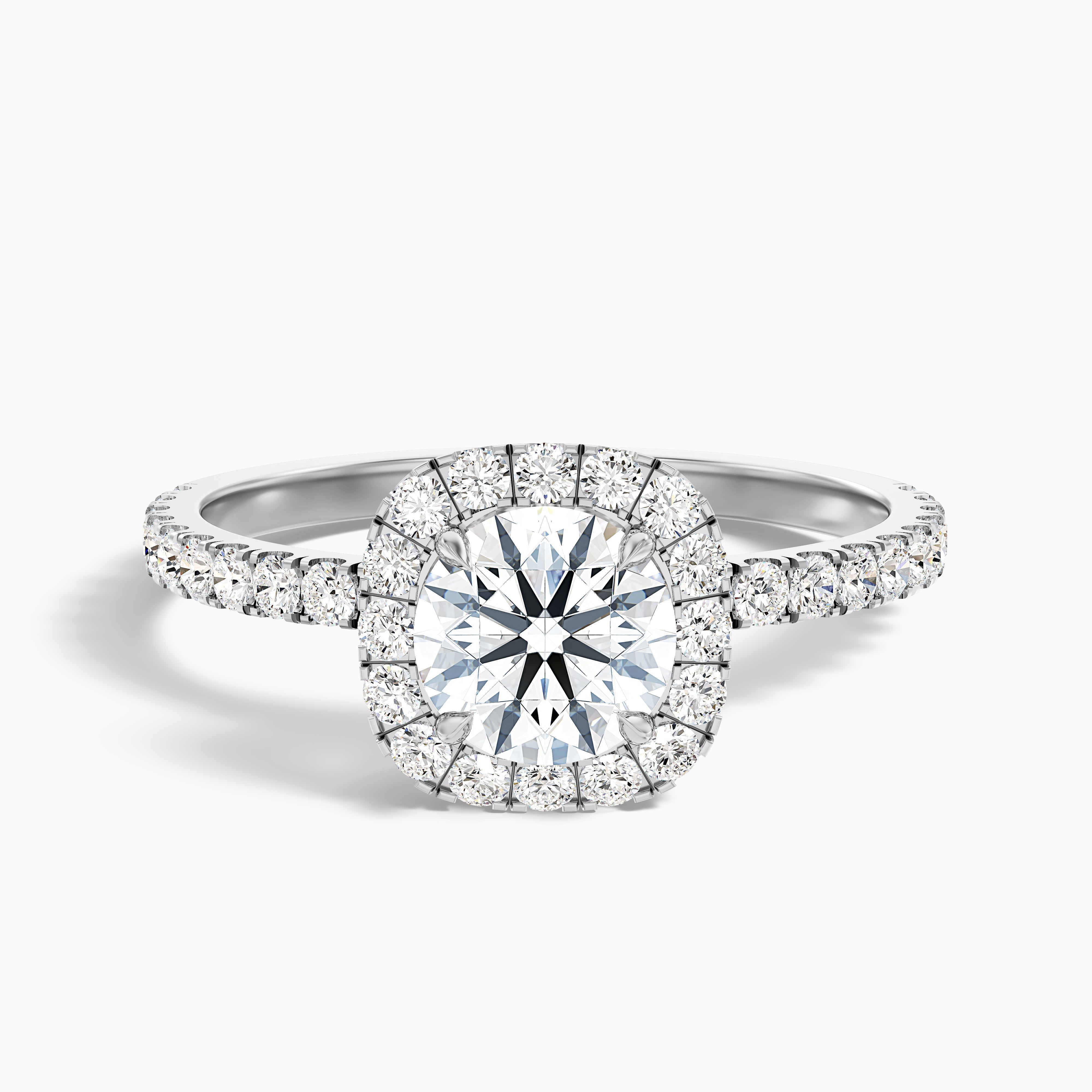 Adley 1 Carat Round Cut Halo Pave Lab Grown Diamond Ring in Platinum