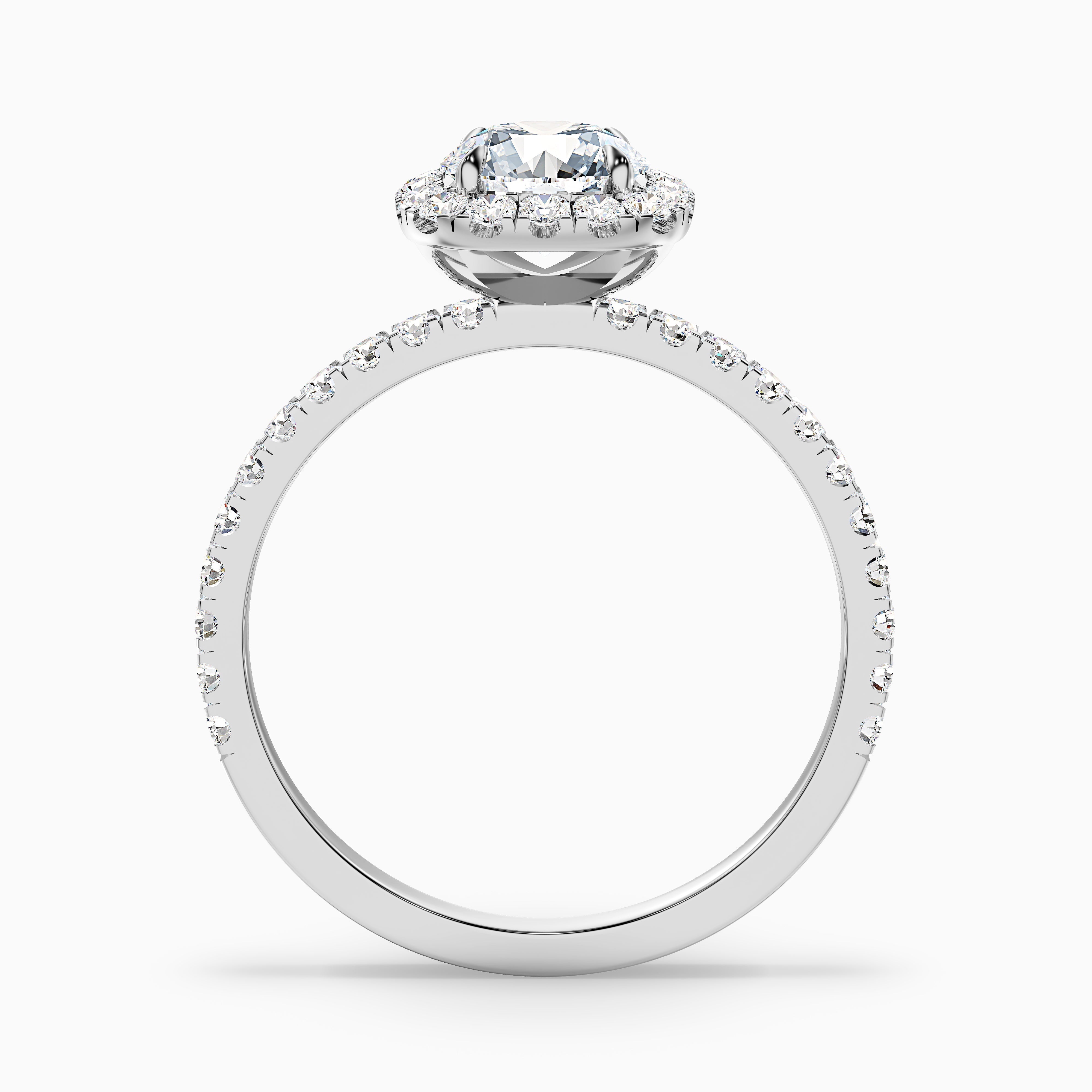 Zia 3.5 Carat Round Cut Halo Pave Moissanite Engagement Ring in 10k White Gold