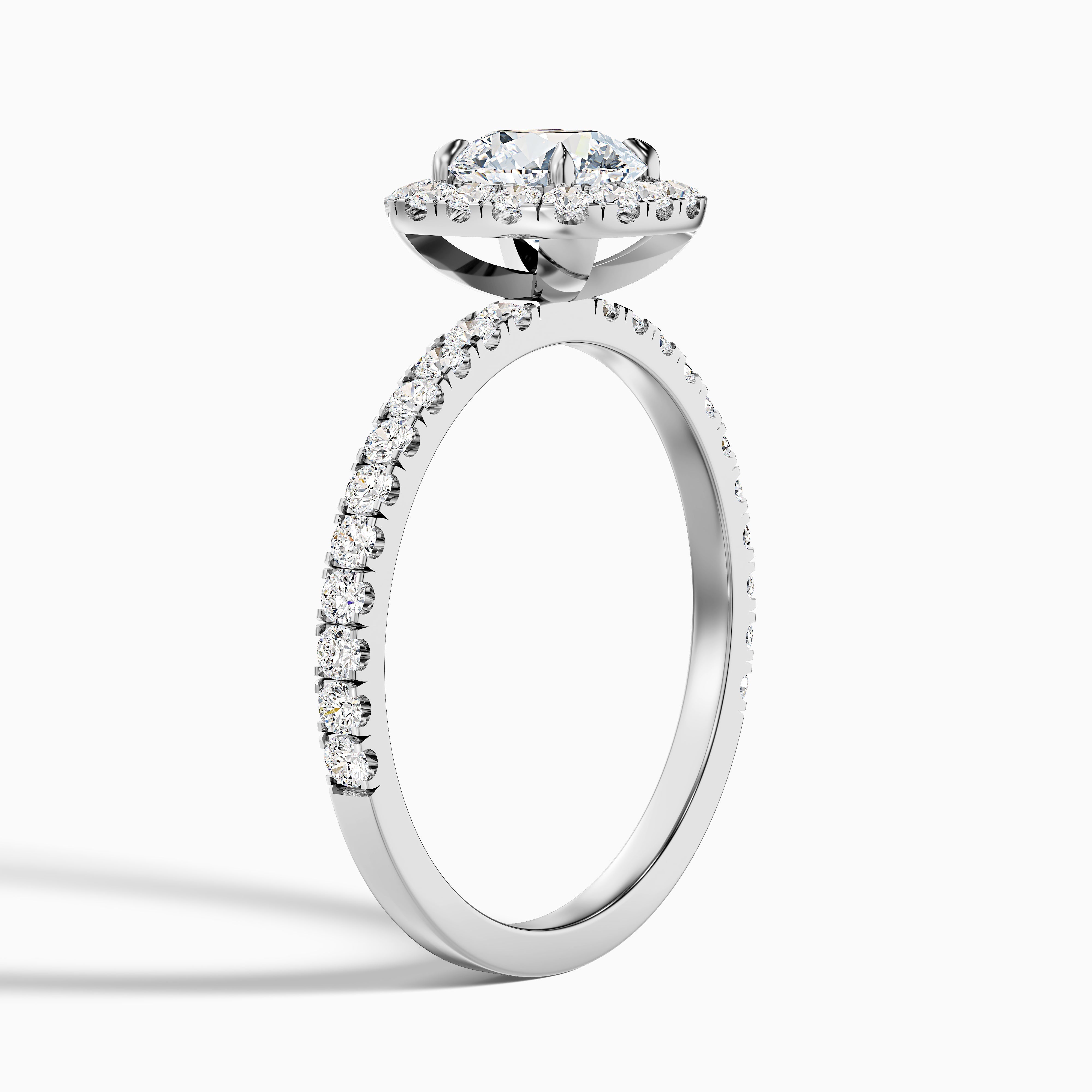 Zia 5.5 Carat Round Cut Halo Pave Moissanite Engagement Ring in 18k Rose Gold