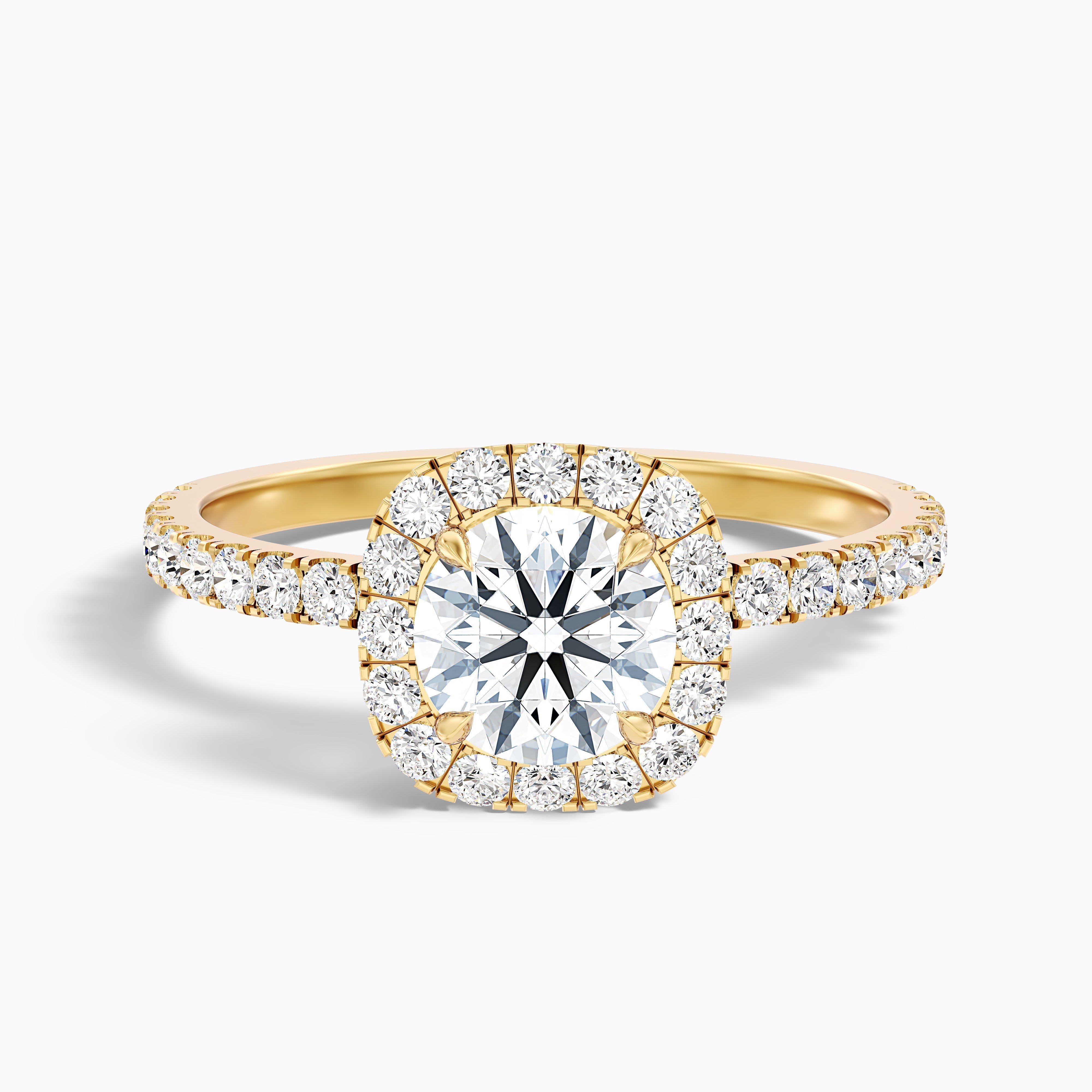 Adley 4 Carat Round Cut Halo Pave Lab Grown Diamond Ring in Platinum