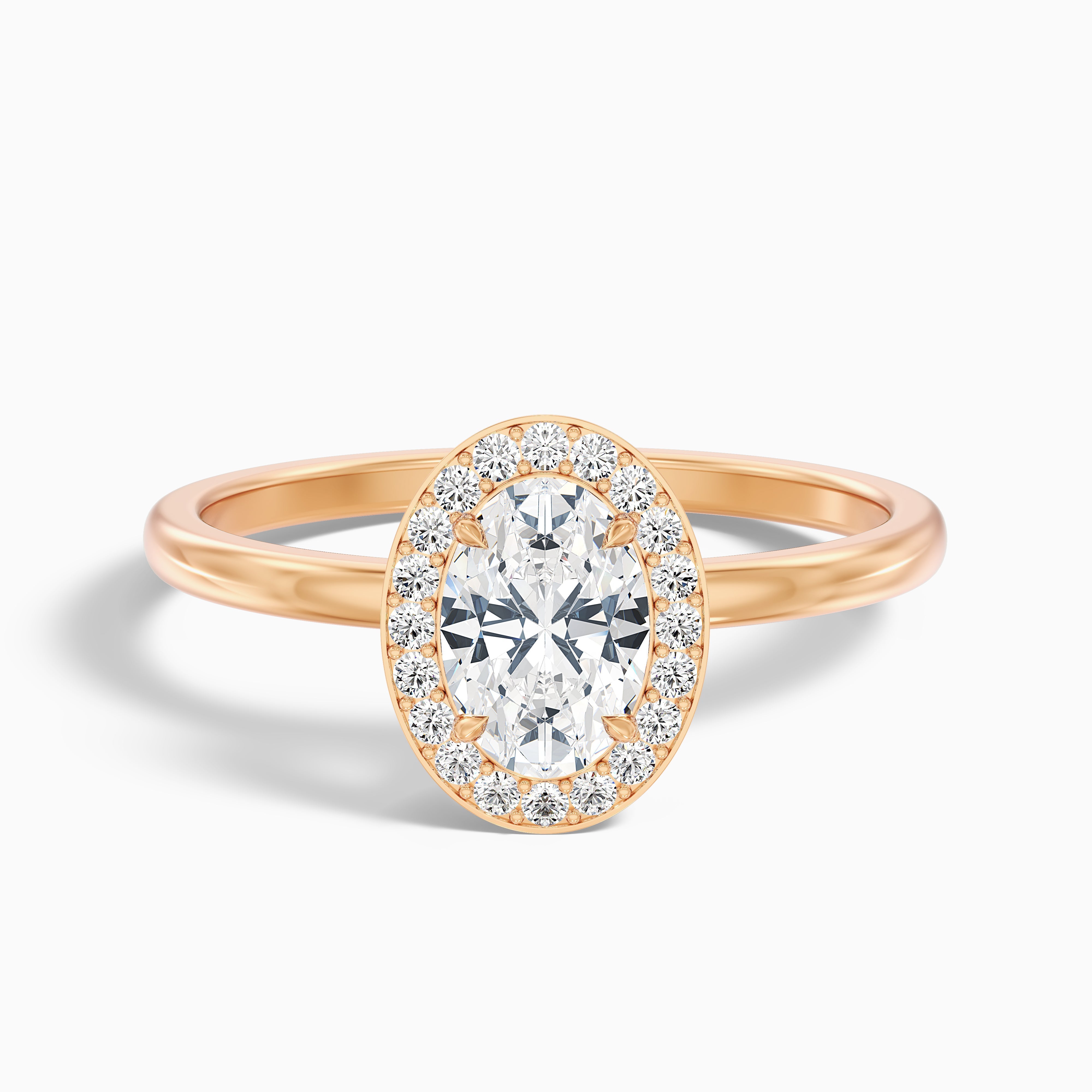 Joa 5 Carat Oval Halo Moissanite Engagement Ring in 18k Yellow Gold