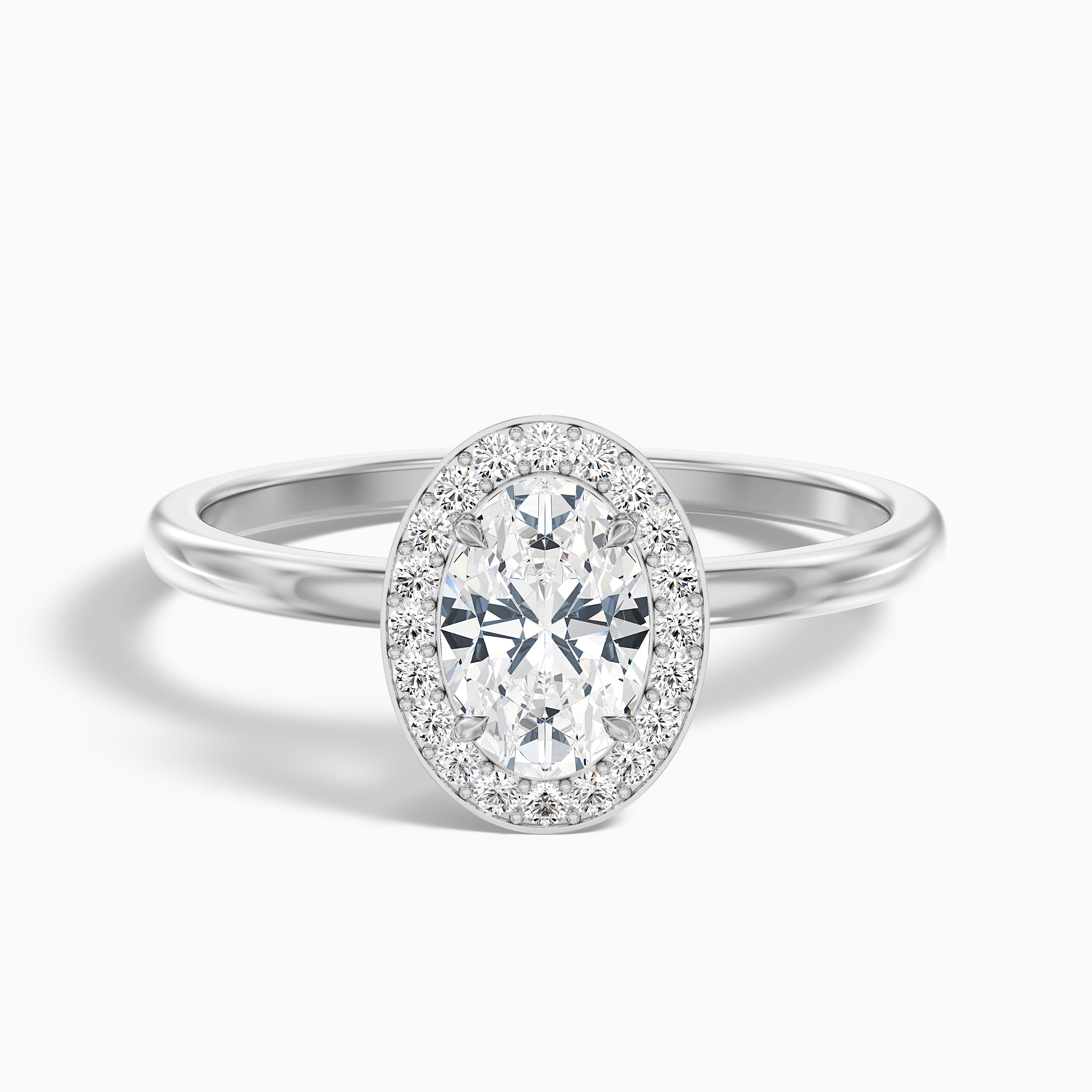 Joa 1.5 Carat Oval Halo Moissanite Engagement Ring in Platinum