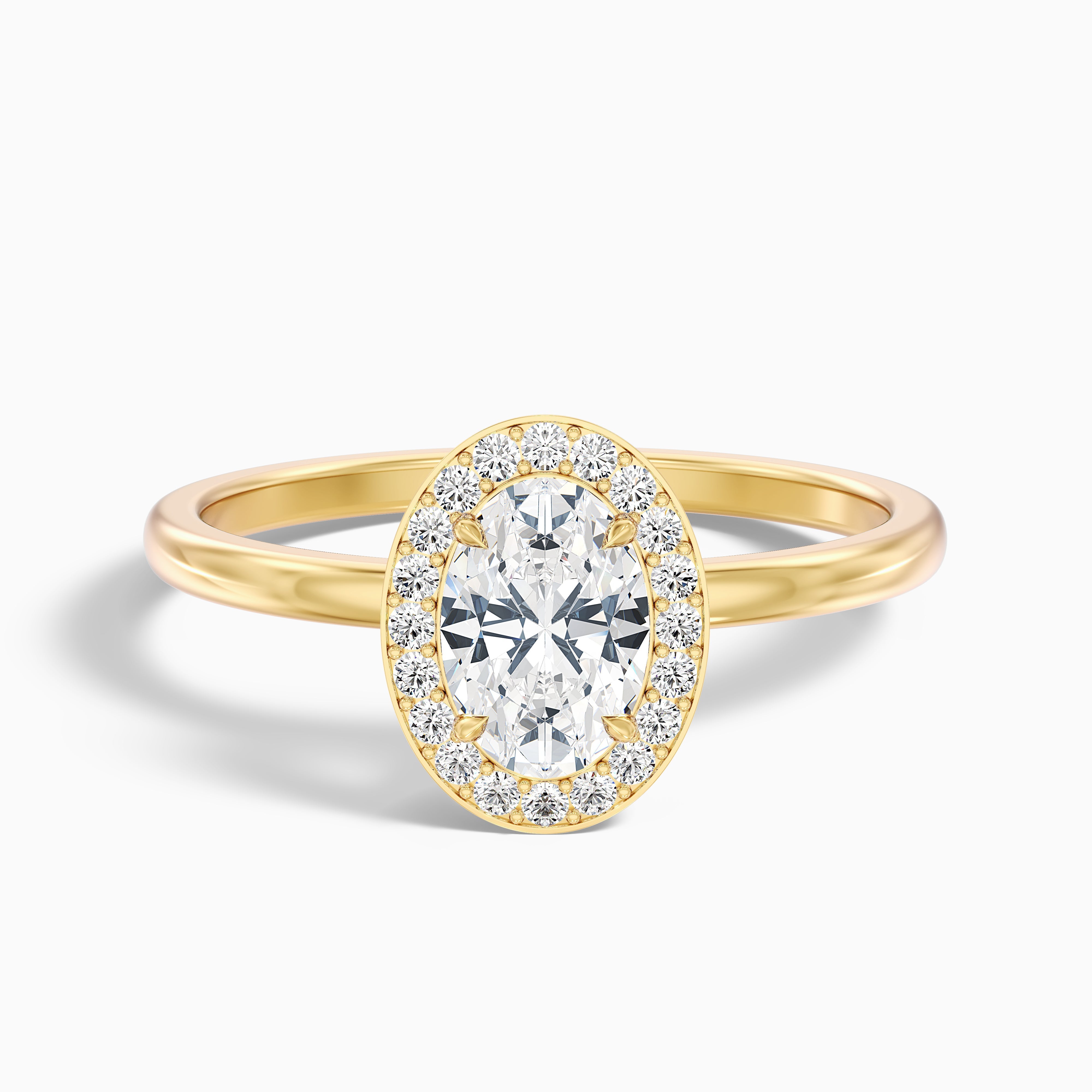 Joa 5 Carat Oval Halo Moissanite Engagement Ring in Platinum