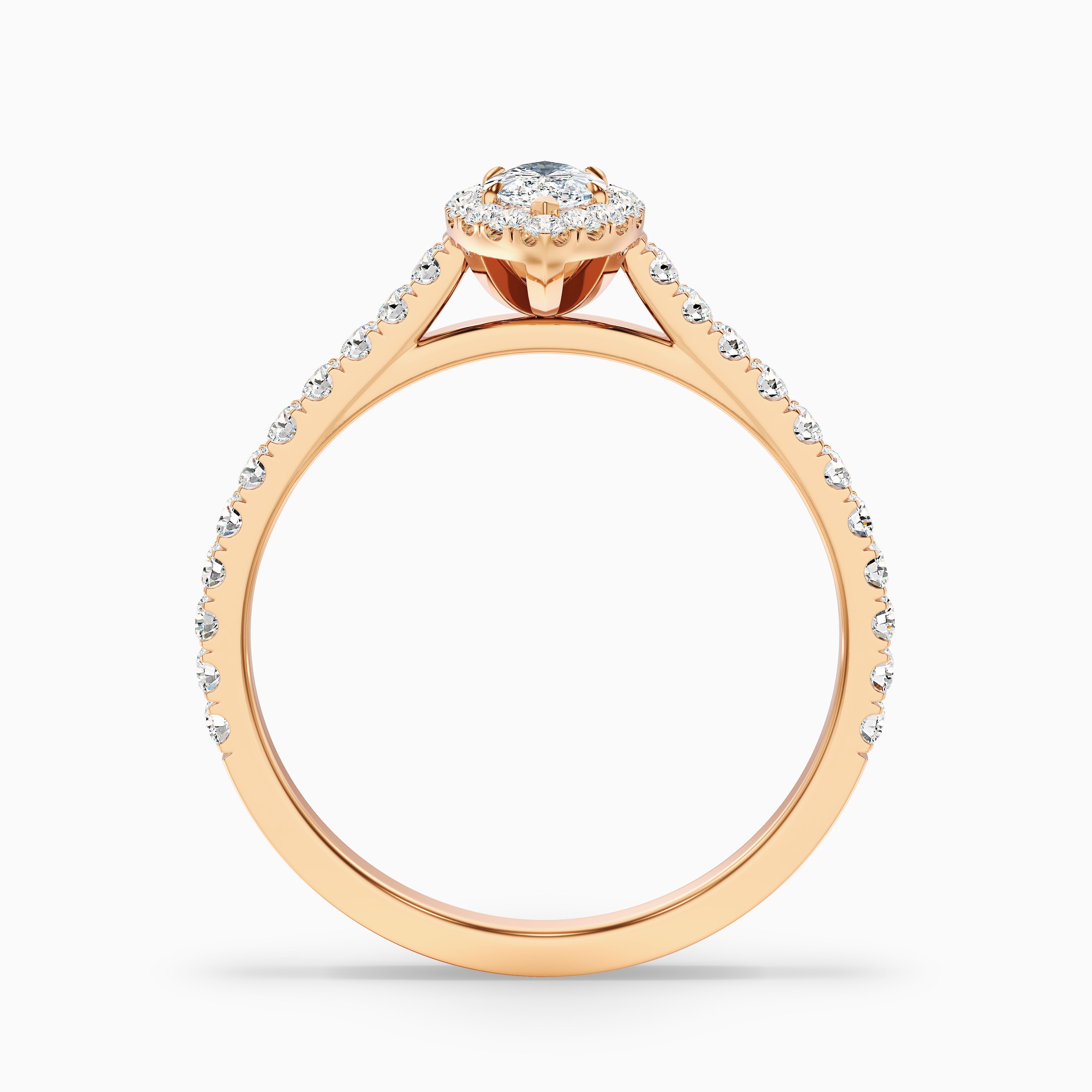 Cara 10 Carat Marquise Halo Pave Moissanite Engagement Ring in 18k Rose Gold