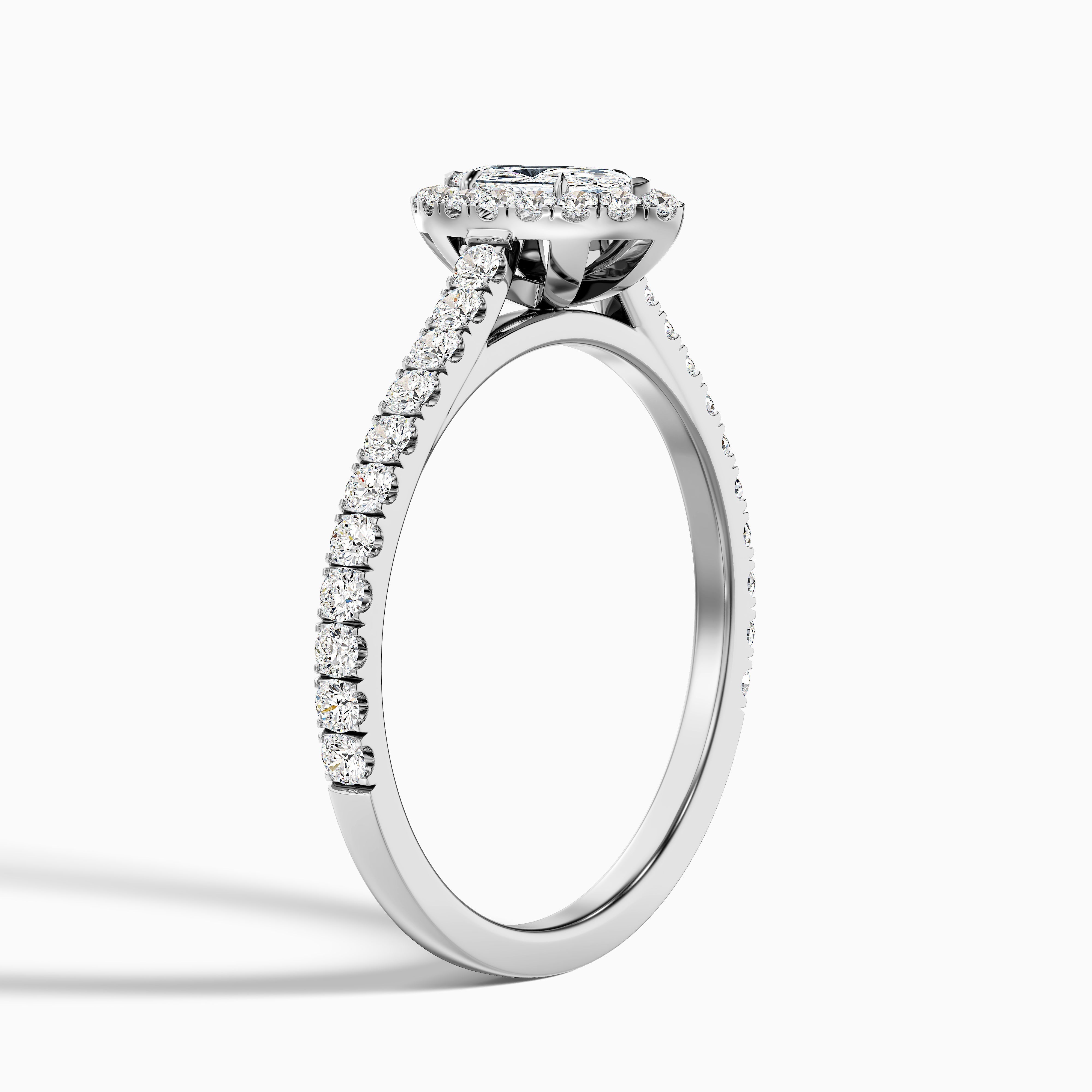 Anna 4.5 Carat Marquise Halo Pave Moissanite Engagement Ring in Platinum